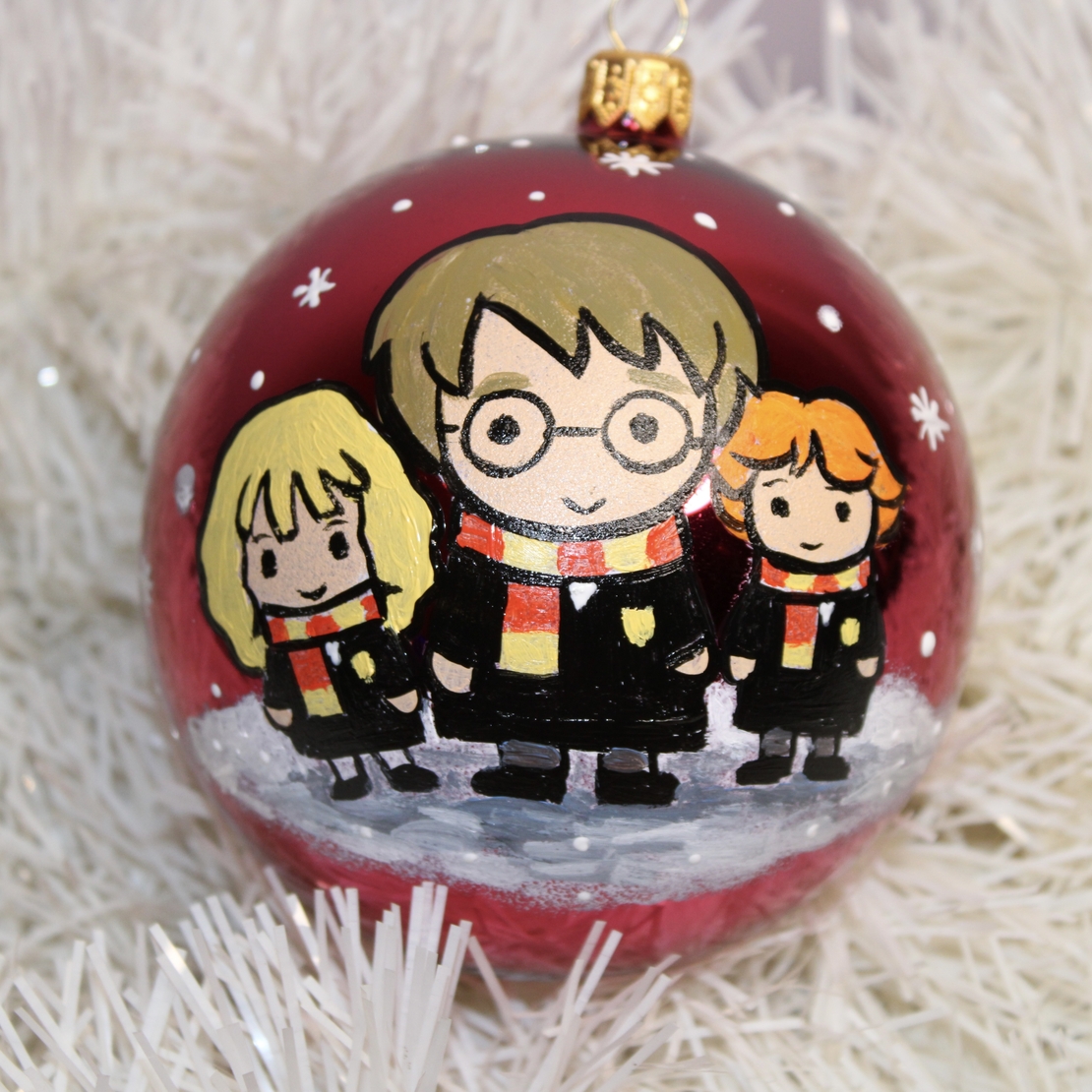 Стъклена коледна играчка - Хари, Хармаяни, Рон