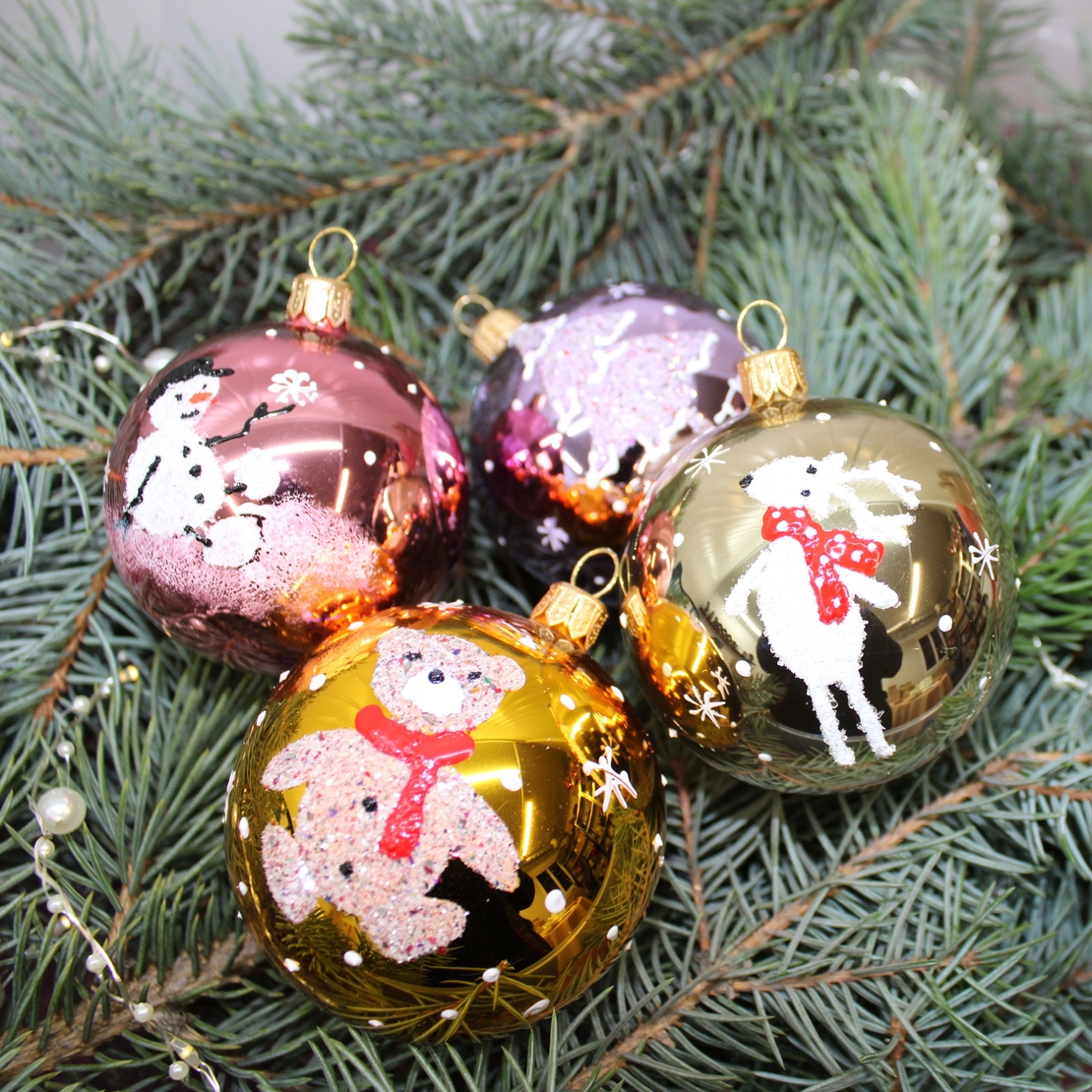 Стъклена коледна играчка 6см