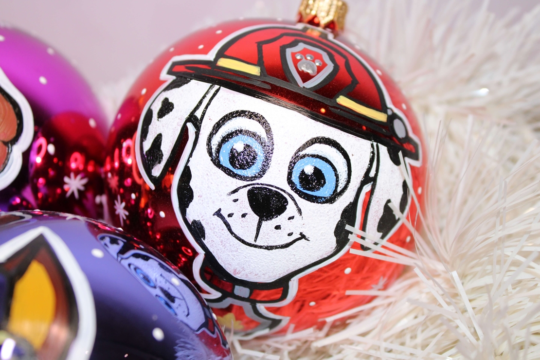 Стъклена коледна играчка - ПЕС Патрул