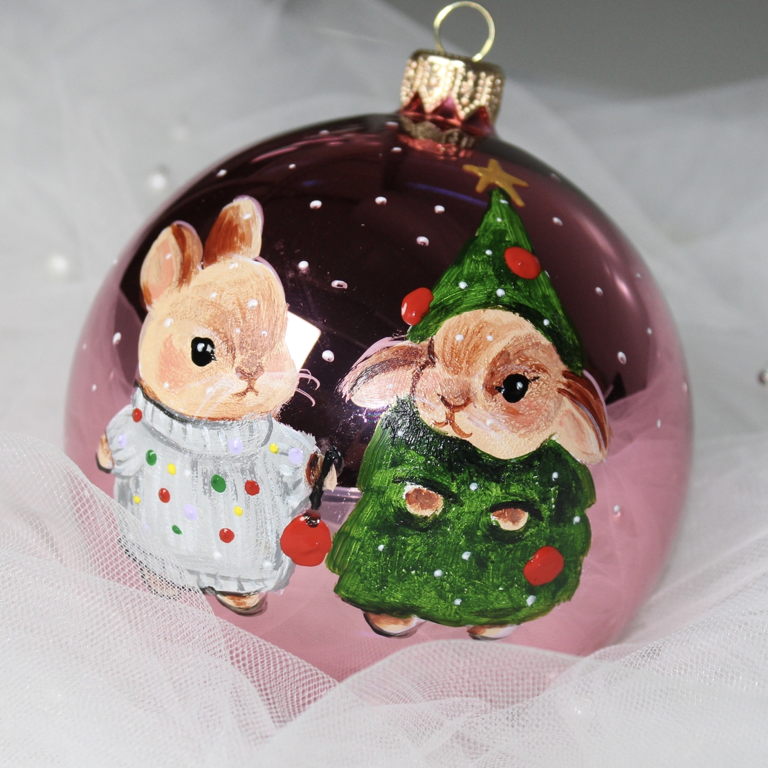 Стъклена играчка - Зайчета