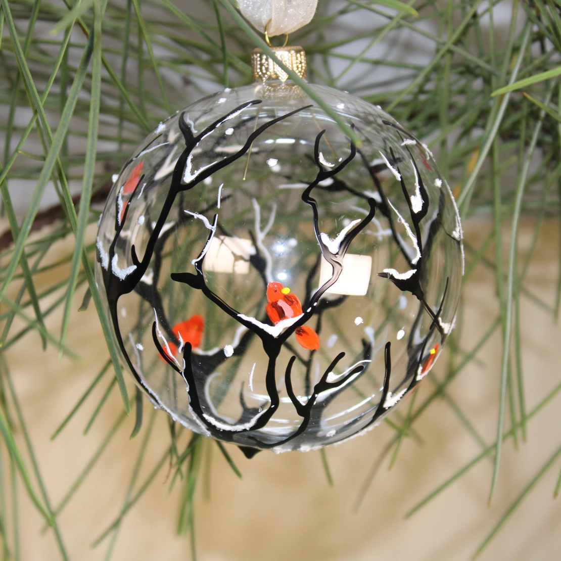 Стъклена коледна играчка - Птици