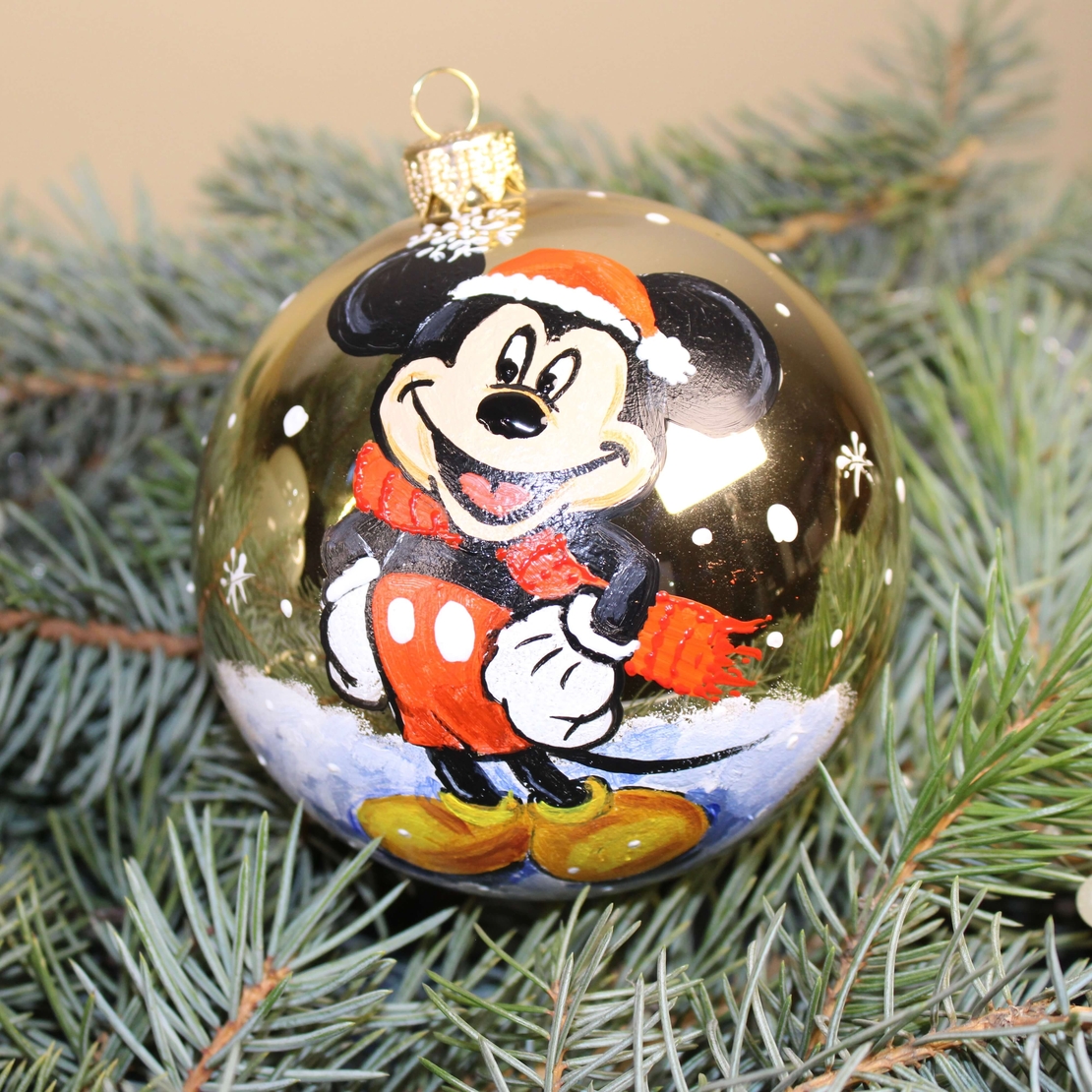 Стъклена коледна играчка - Мики Маус