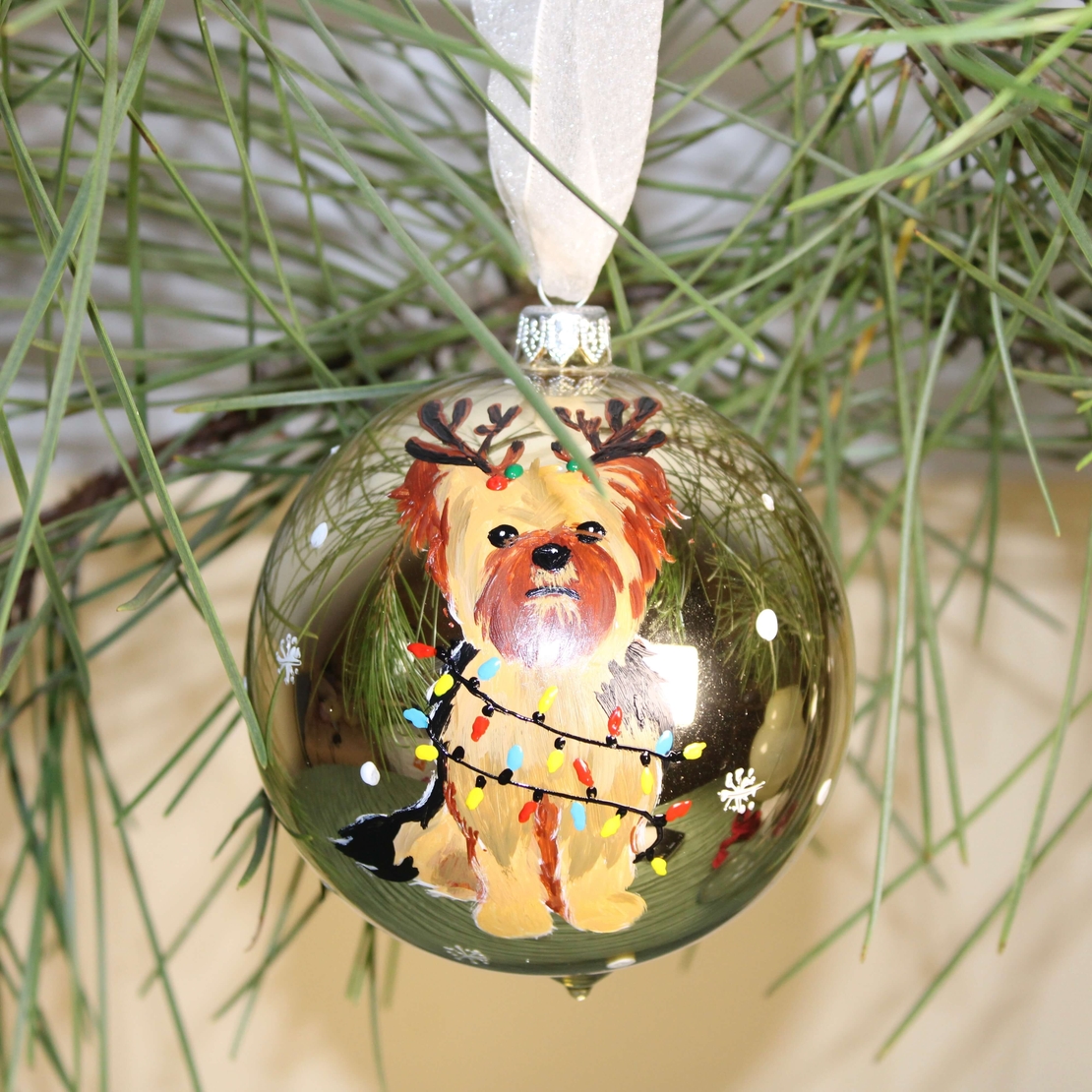 Стъклена коледна играчка Йорки
