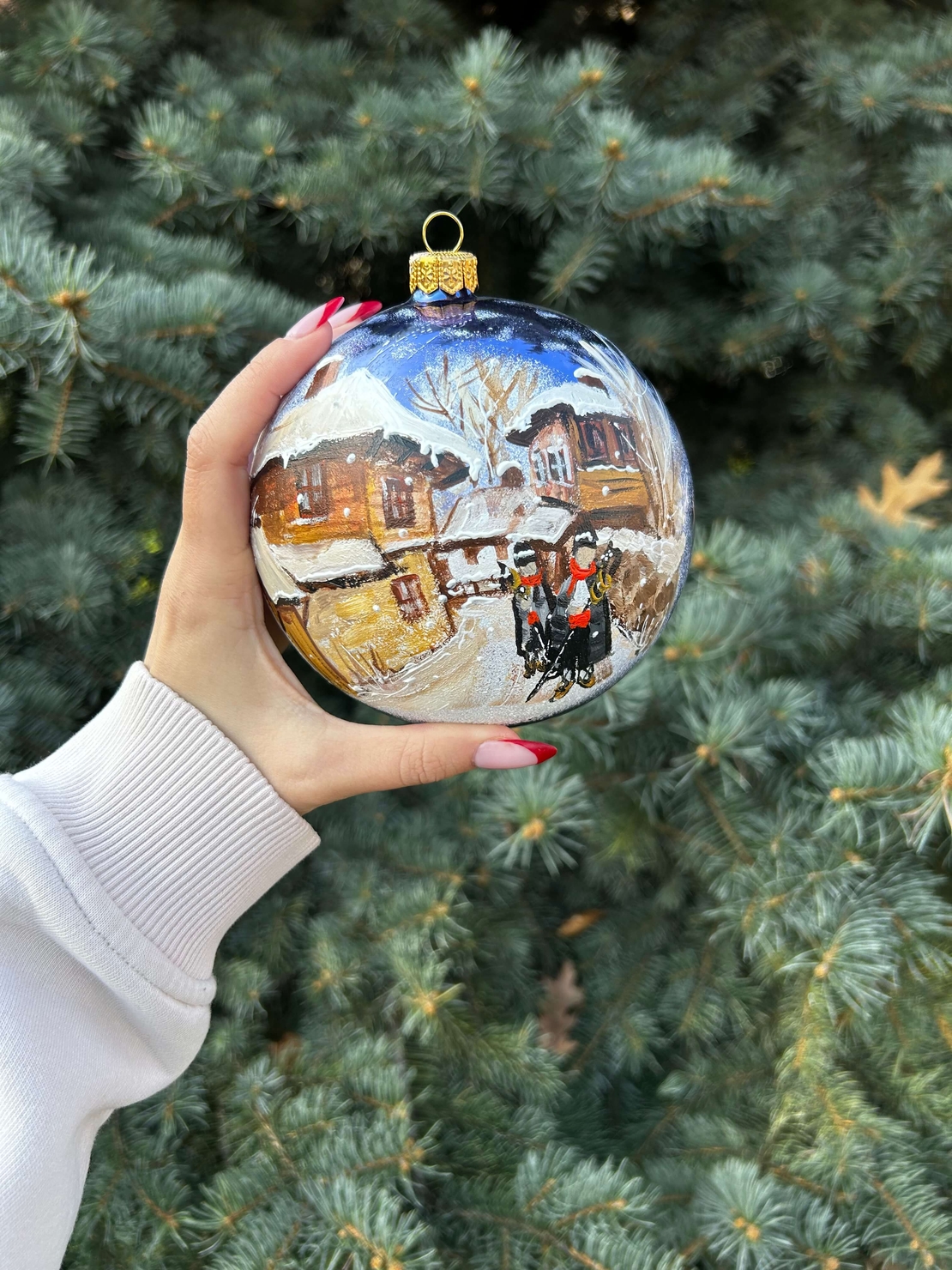 Стъклена коледна играчка - Коледари