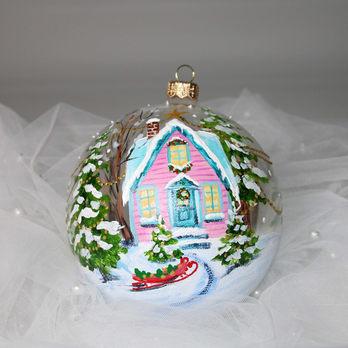 Стъклена коледна играчка - Зимен Пейзаж - Copy 10 - Copy 0 - Copy 0