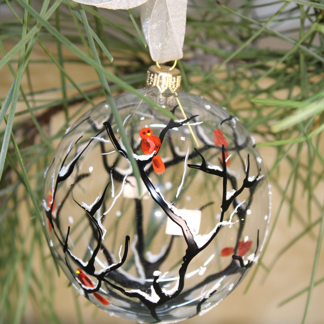 Стъклена коледна играчка - Птици