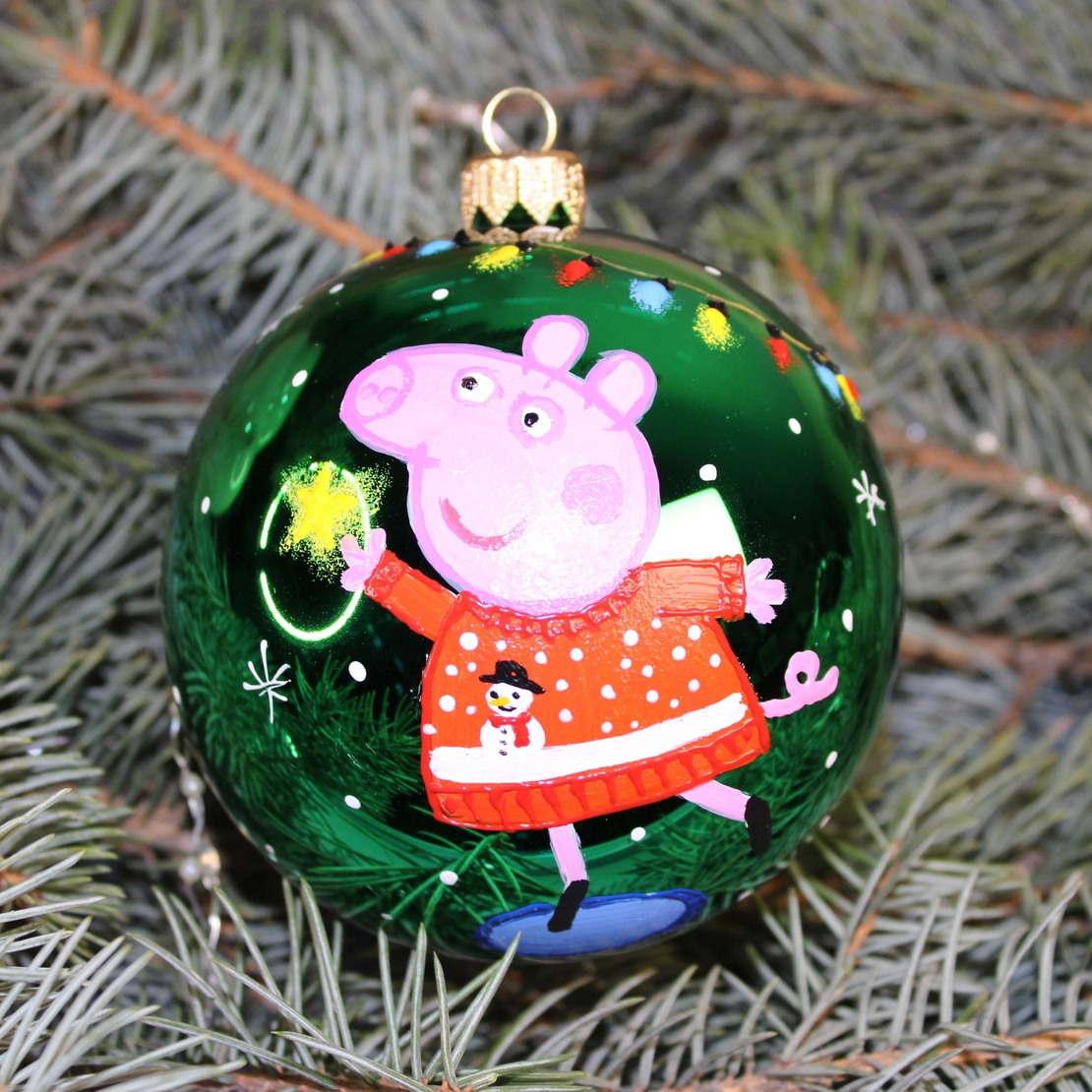 Стъклена коледна играчка Пепа Пиг Peppa Pig