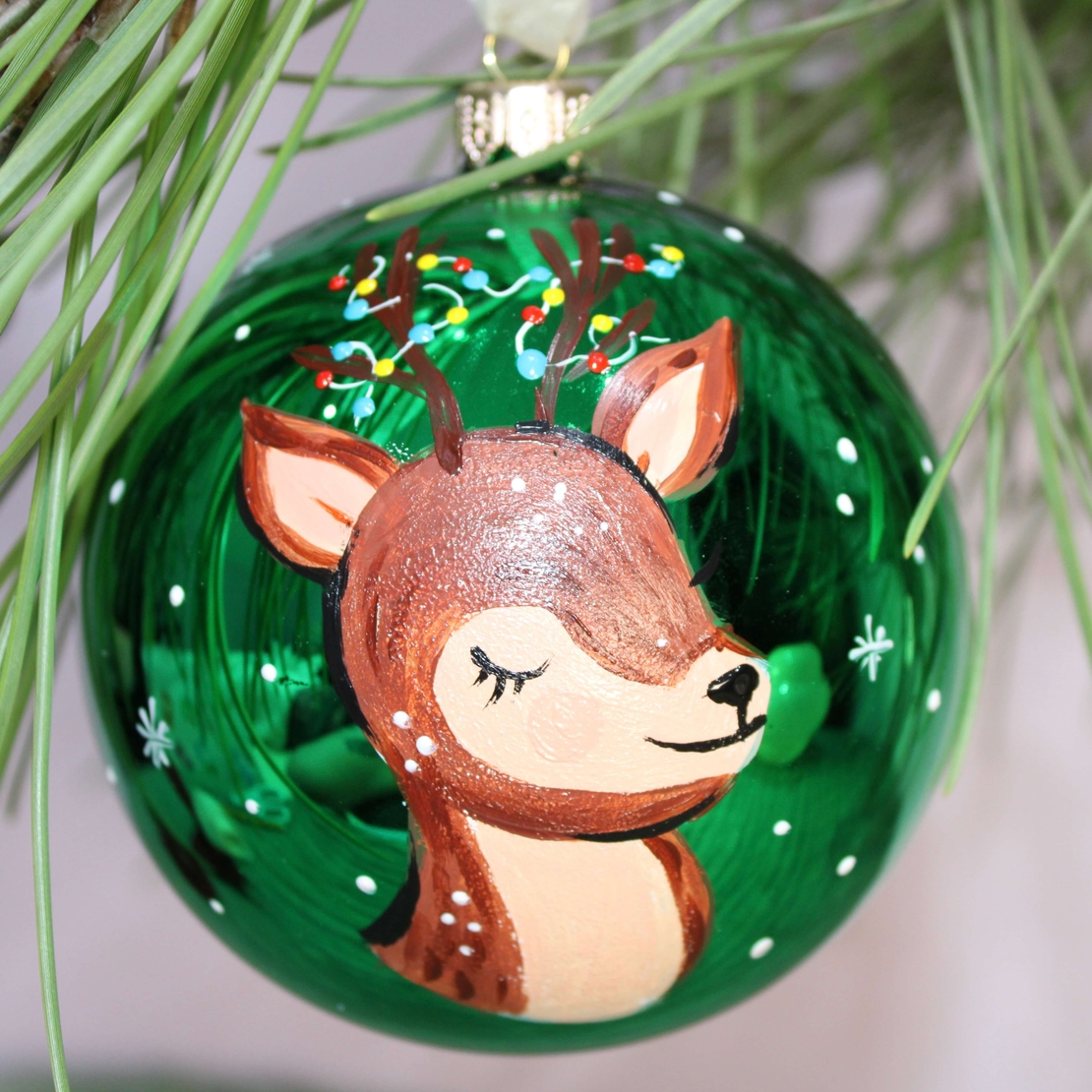 Стъклена коледна играчка Еленче