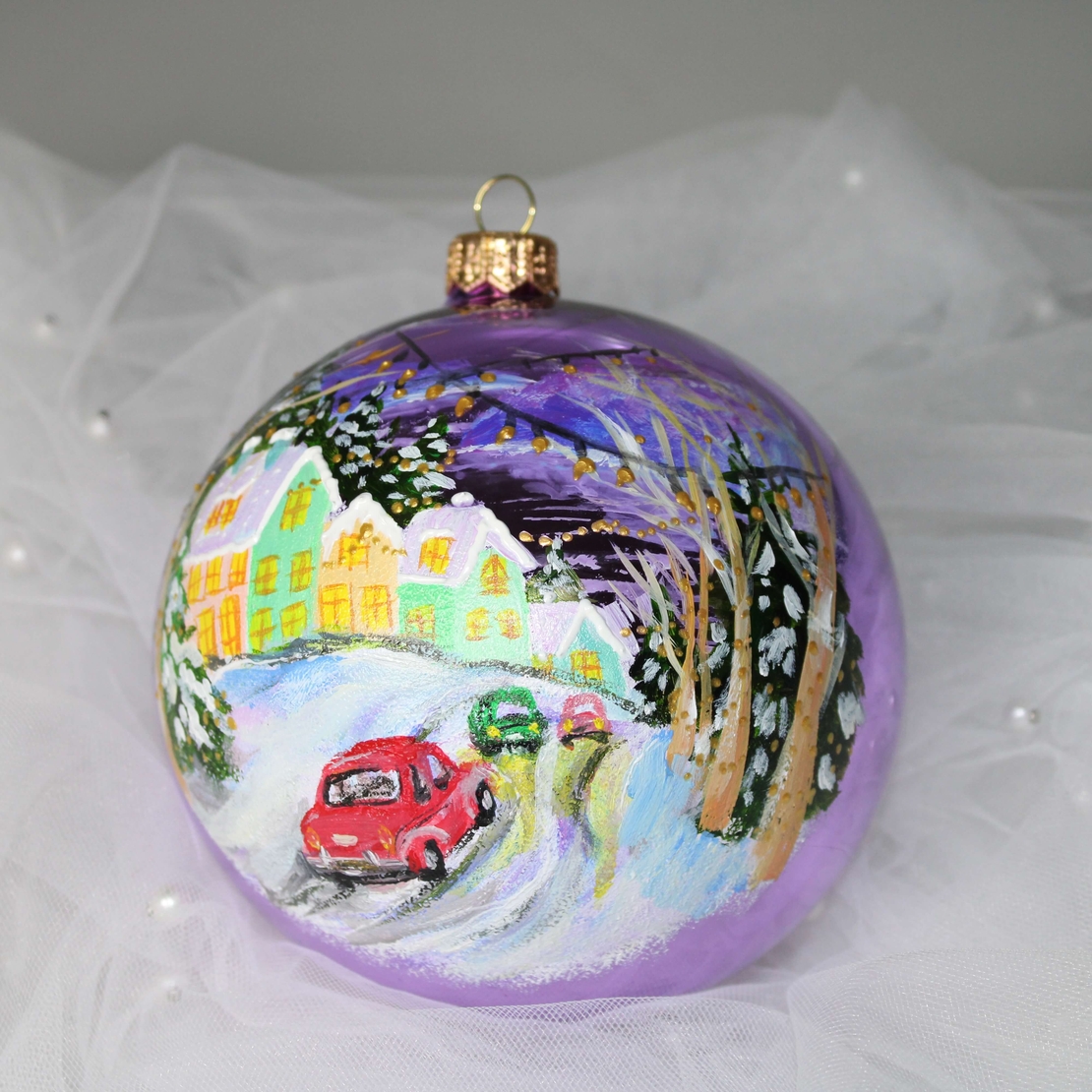 Стъклена коледна играчка - Зимен Пейзаж - Copy 10 - Copy 0
