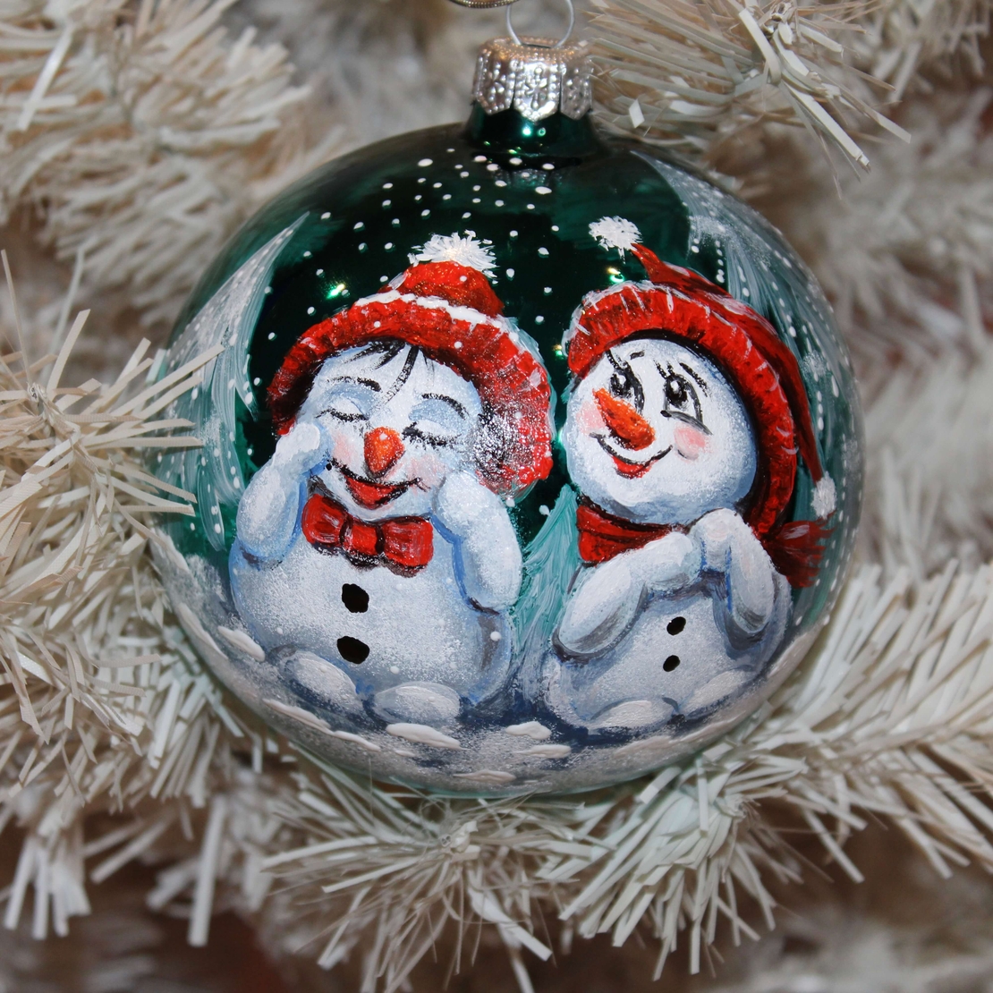 Стъклена играчка - Снежни човеци