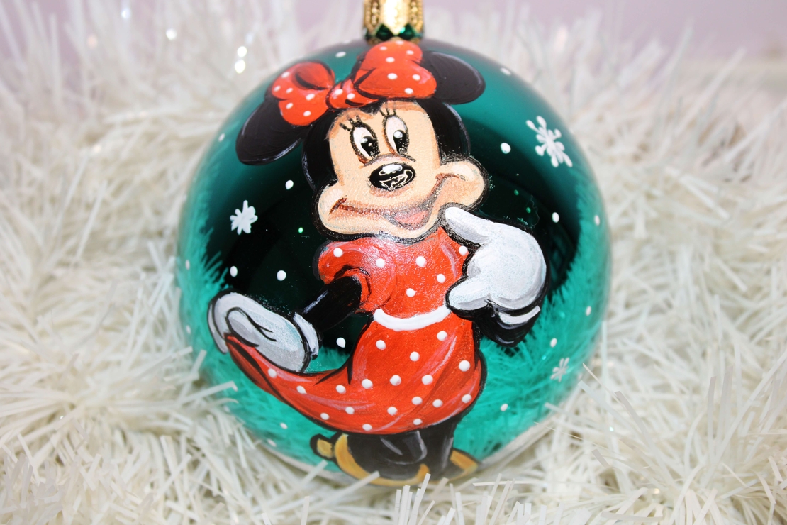 Стъклена коледна играчка - Мини Маус