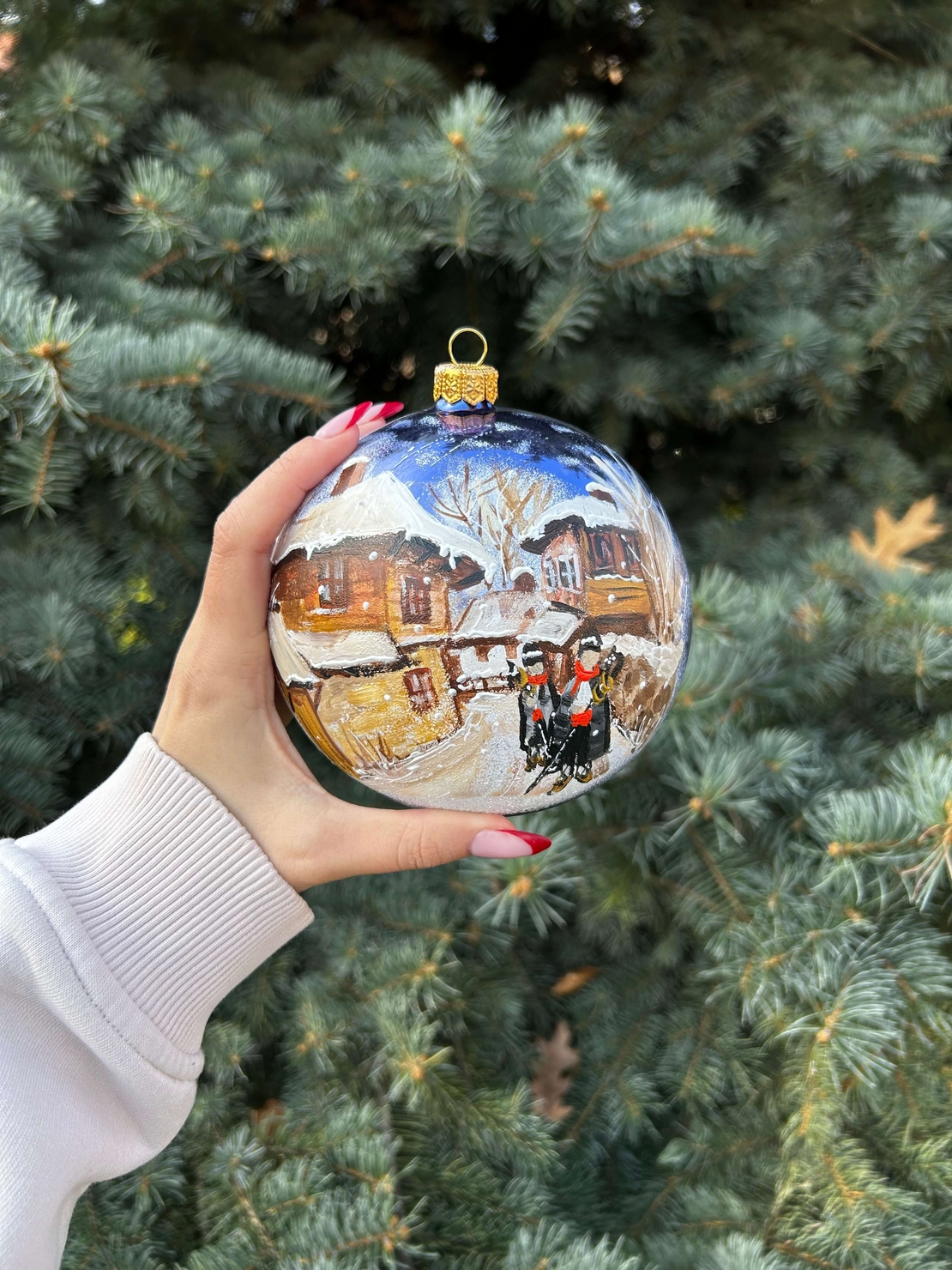Стъклена коледна играчка - Коледари