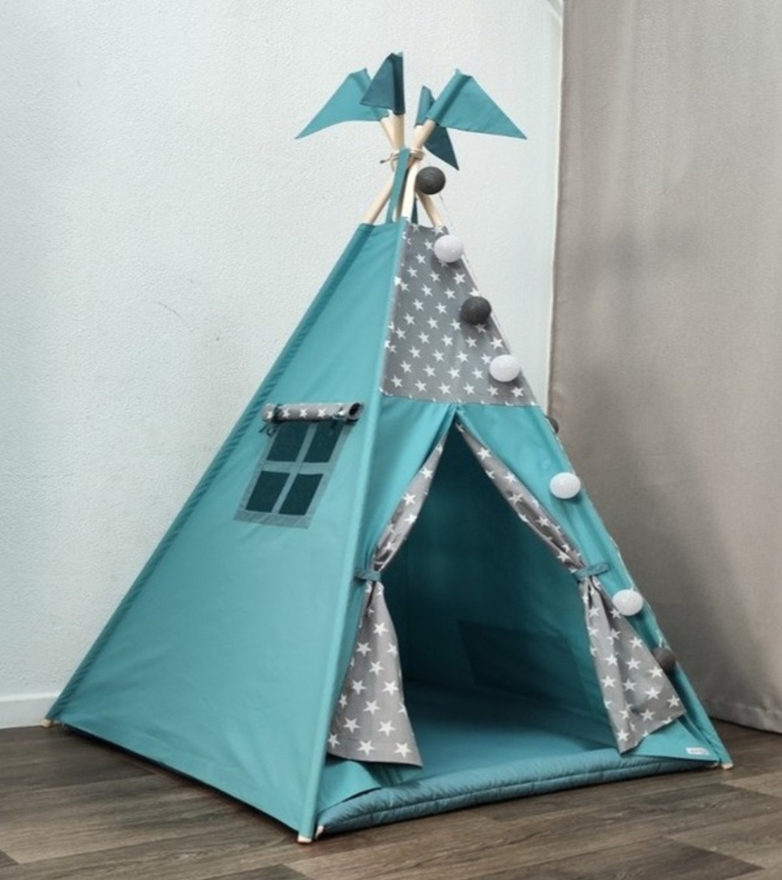 Едноцветна палатка - Тюркоаз и звезди