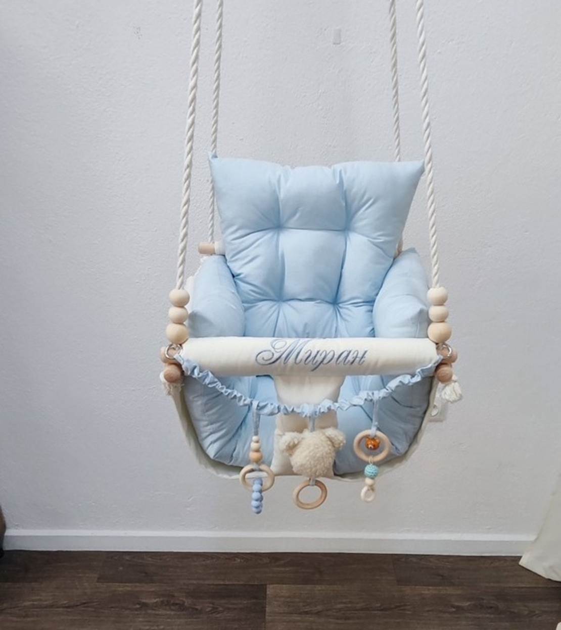 Луксозна бебека люлка в светло синьо