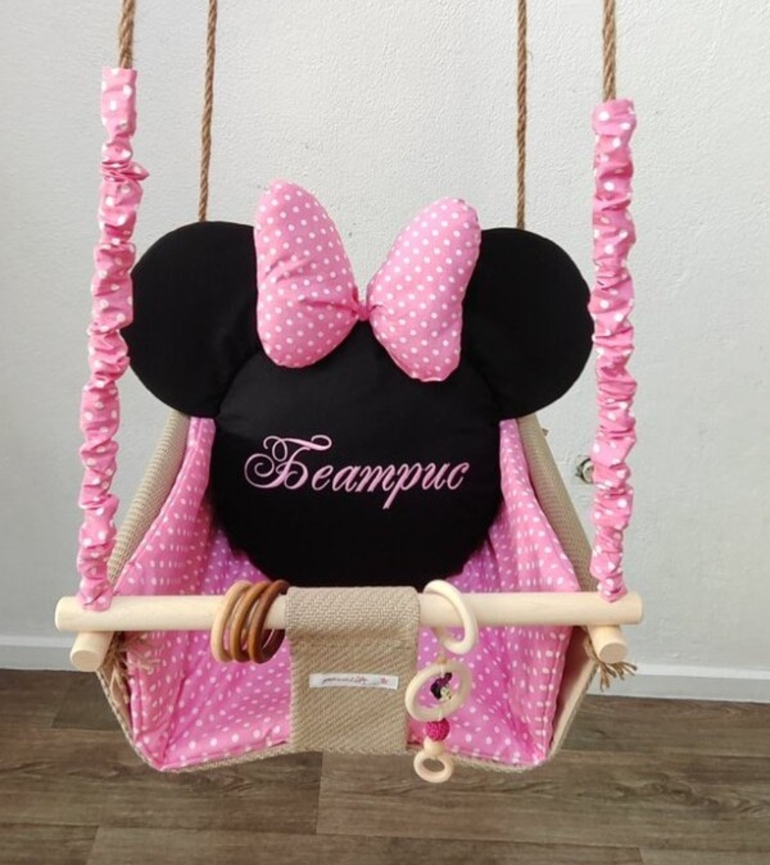 Бебешка люлка Мини Маус в розово и черно