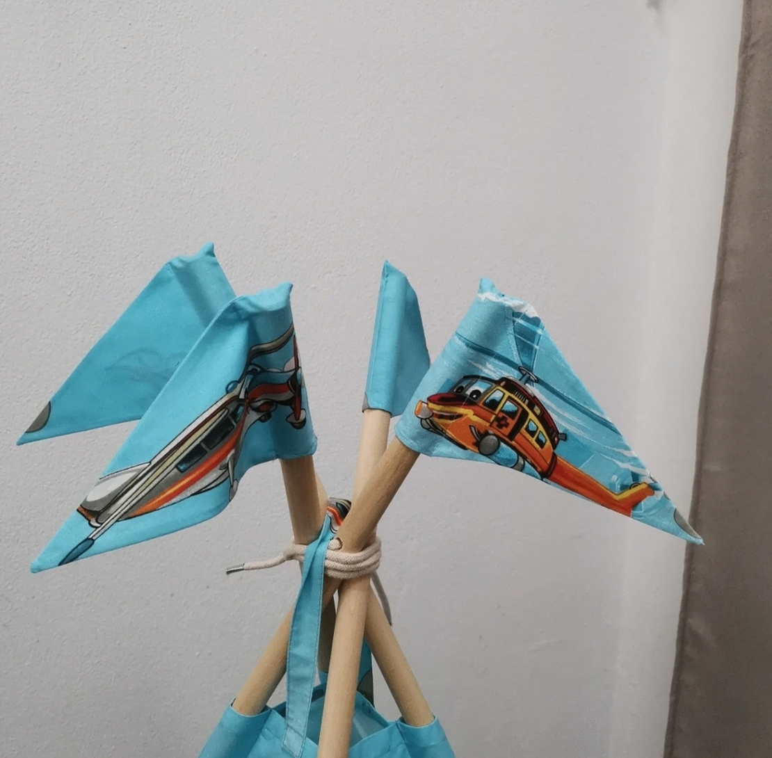 Детска палатка за момче, с килимче на малки квадратчета - 