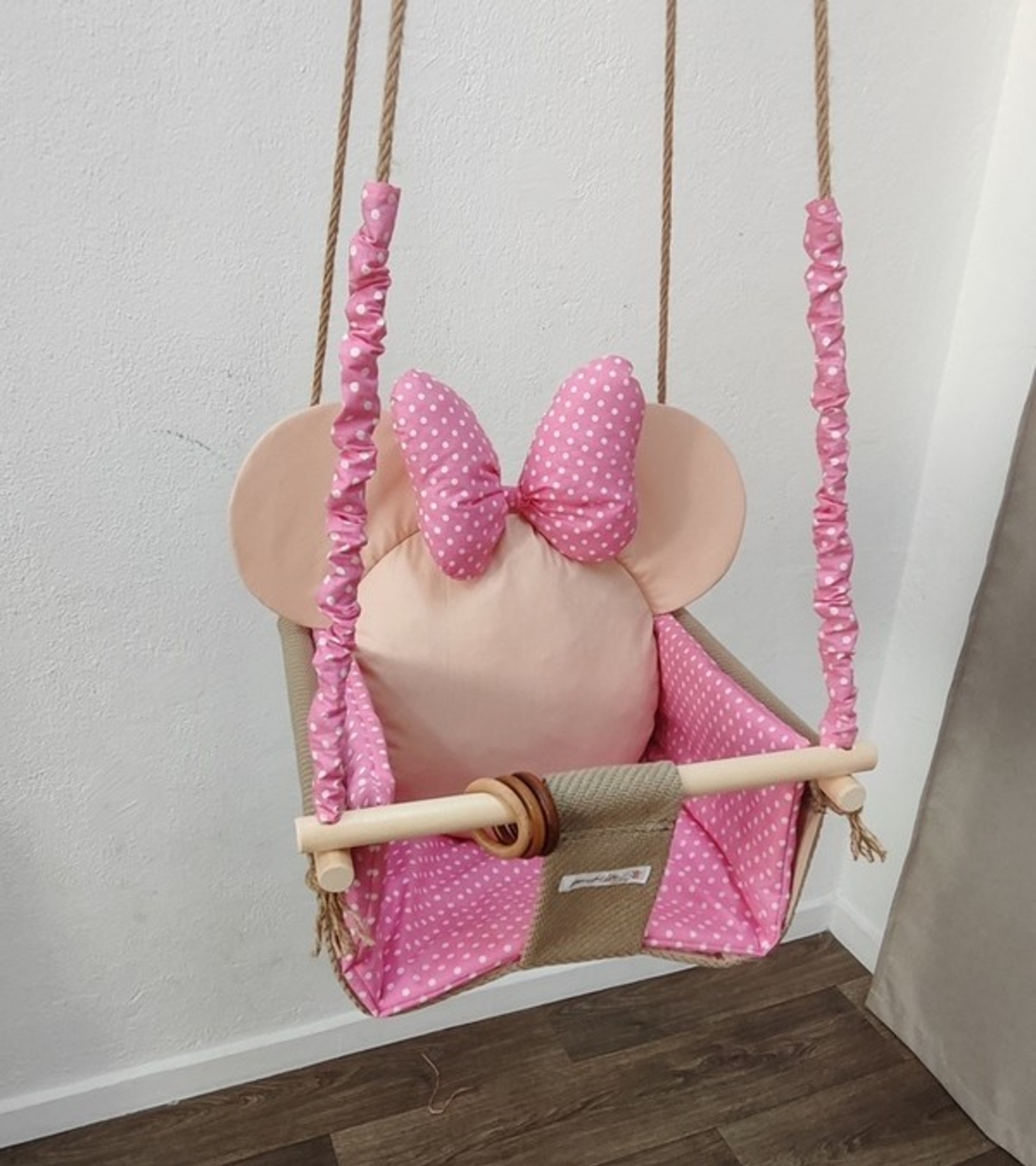 Бебешка люлка Мини Маус - розово и бежово