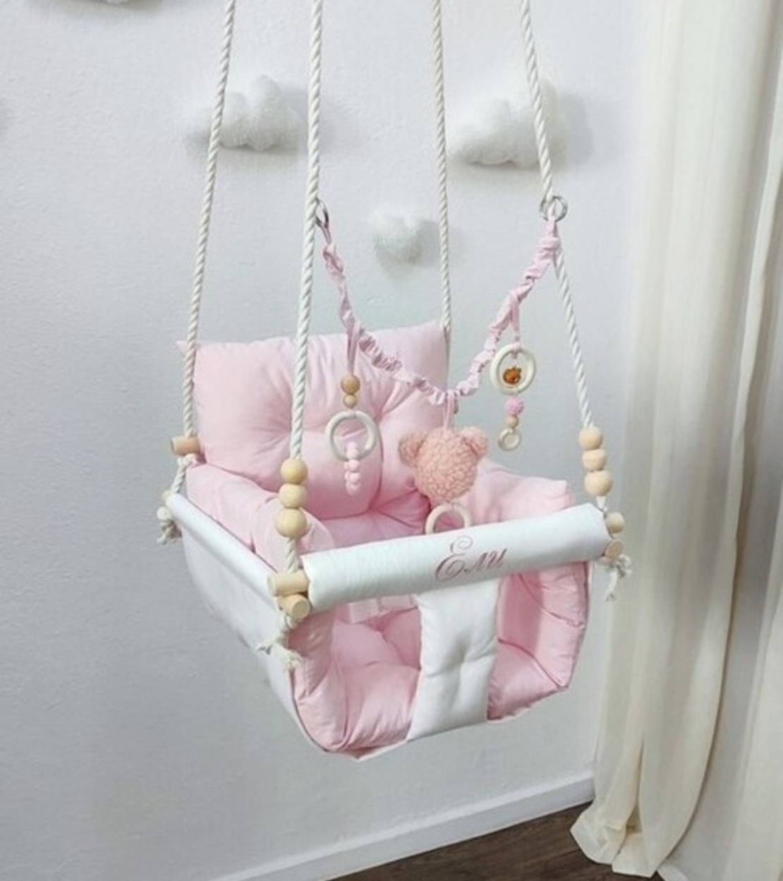 Луксозна бебешка люлка в светло розово