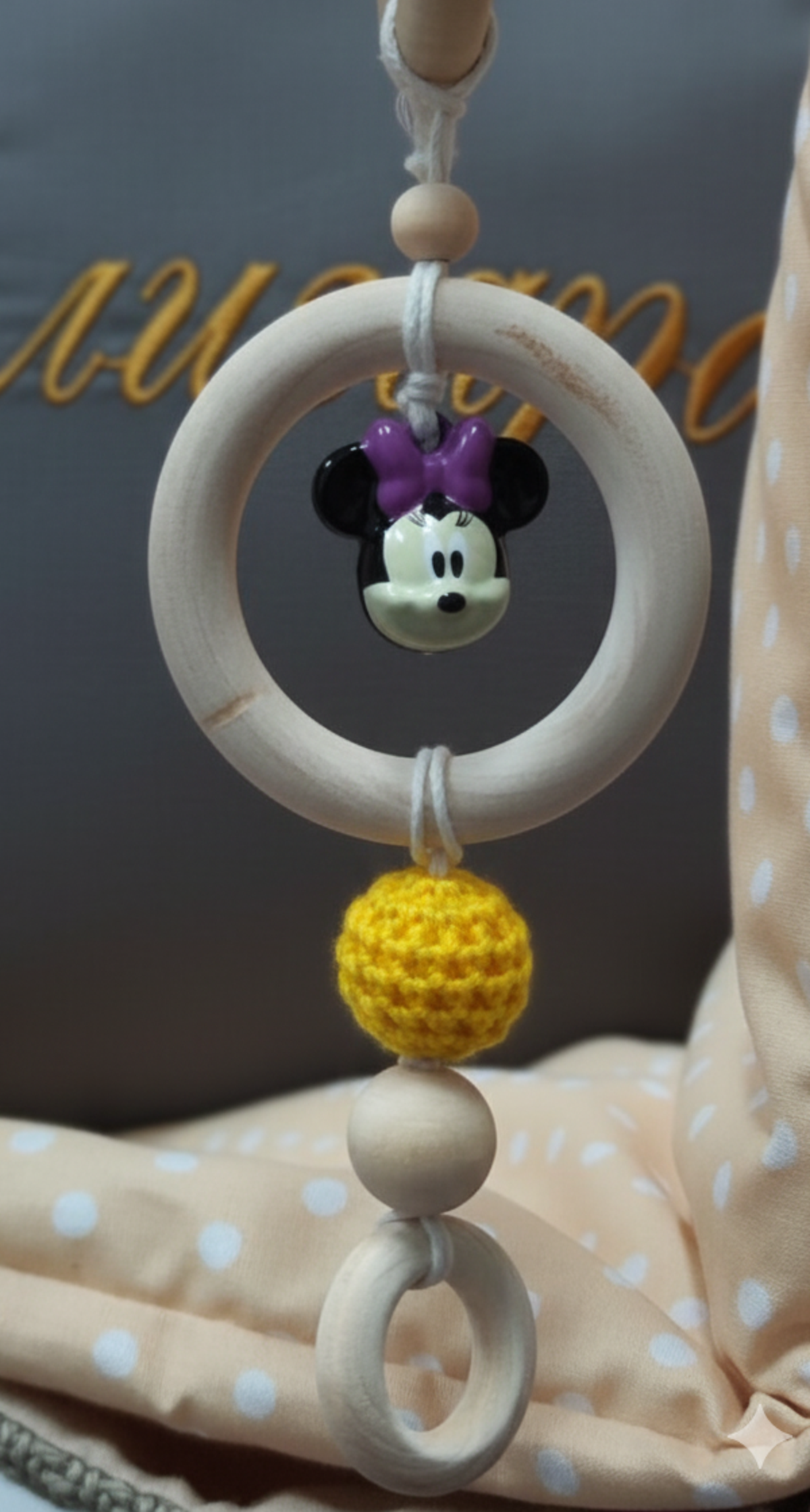 Бебешка люлка Мини Маус - жълто и графит