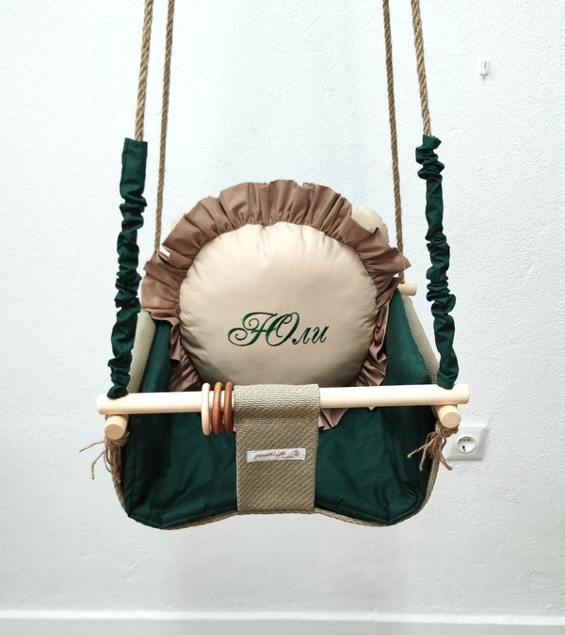 Бебешка люлка Джунгла - лъвче в тъмно зелено с кафява грива
