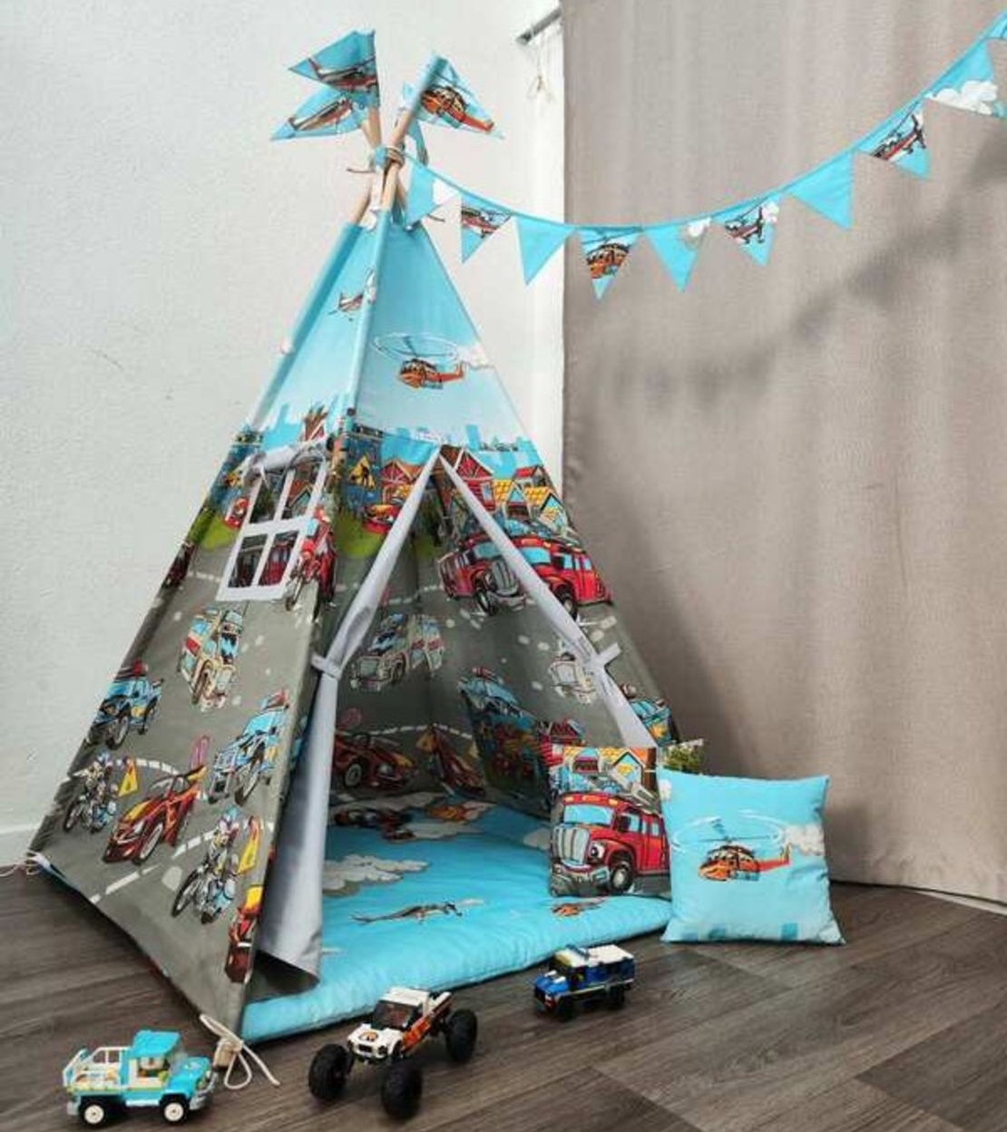 Детска палатка за момче, с дълго килимче - 