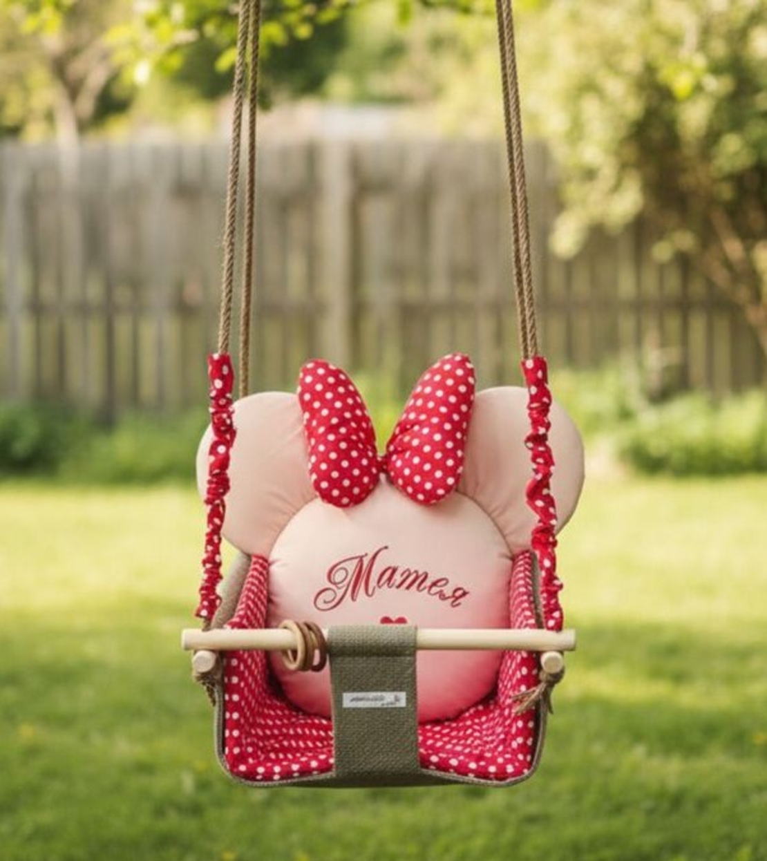 Бебешка люлка Мини Маус - червено и бежово