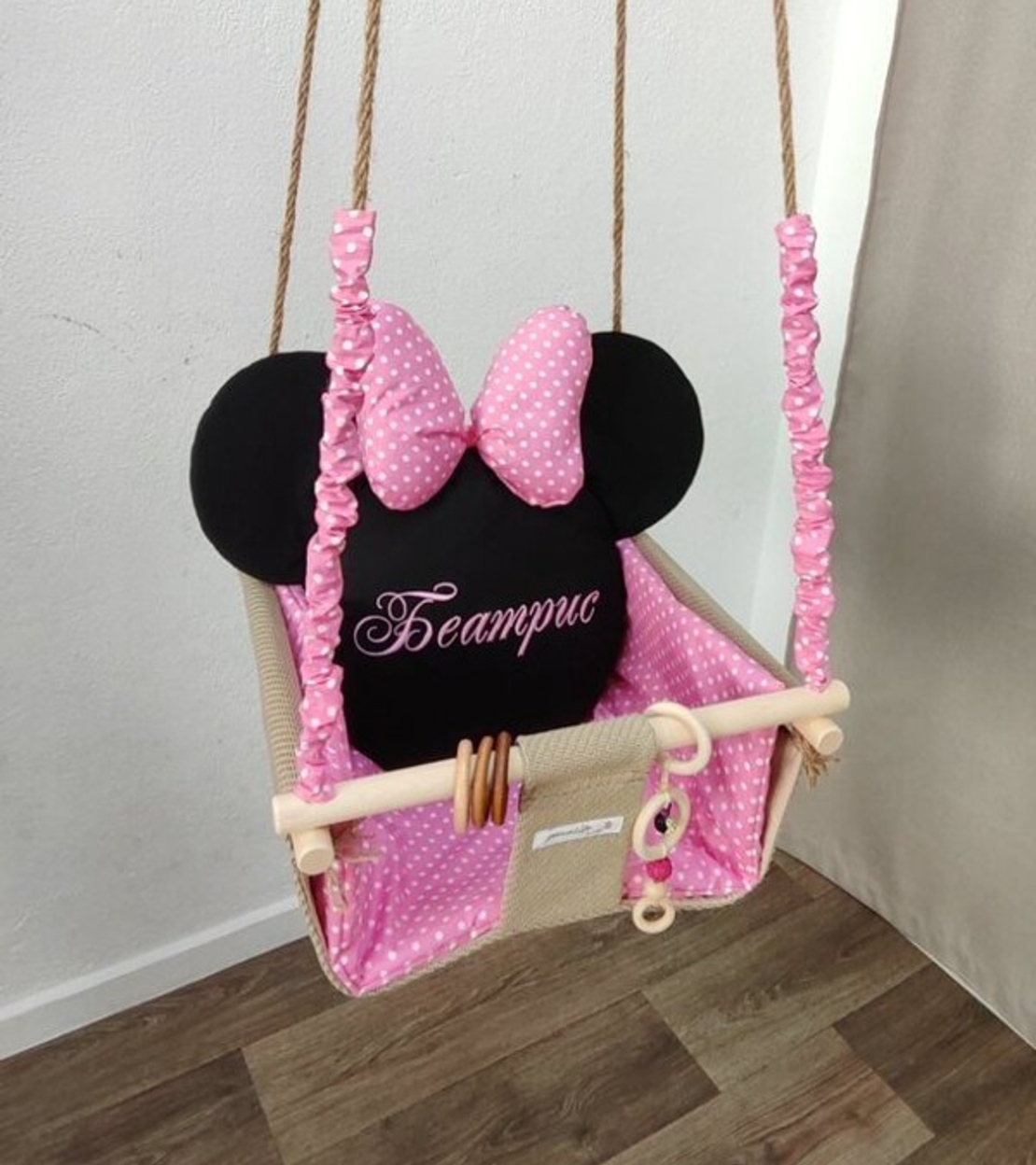 Бебешка люлка Мини Маус в розово и черно