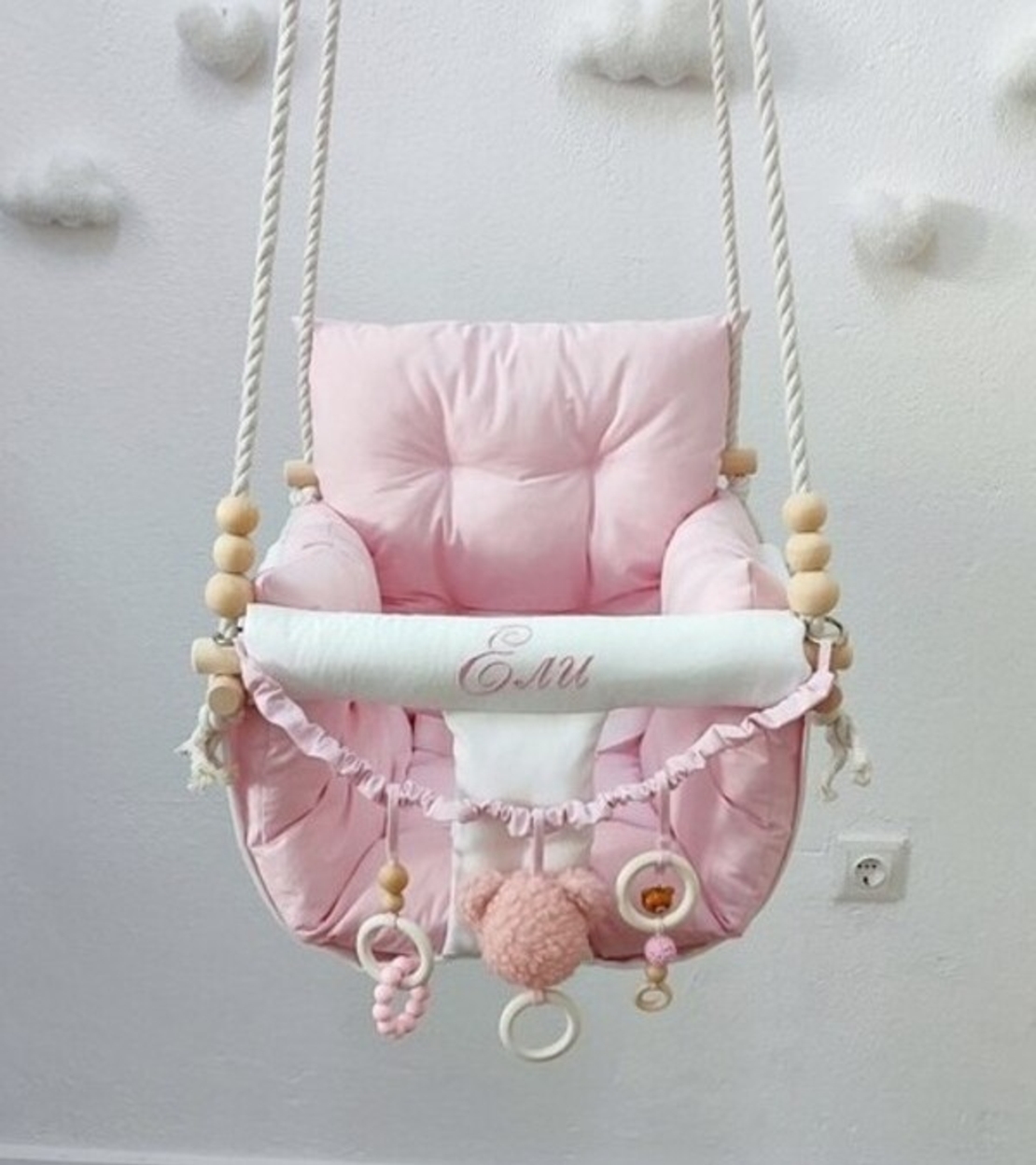 Луксозна бебешка люлка в светло розово