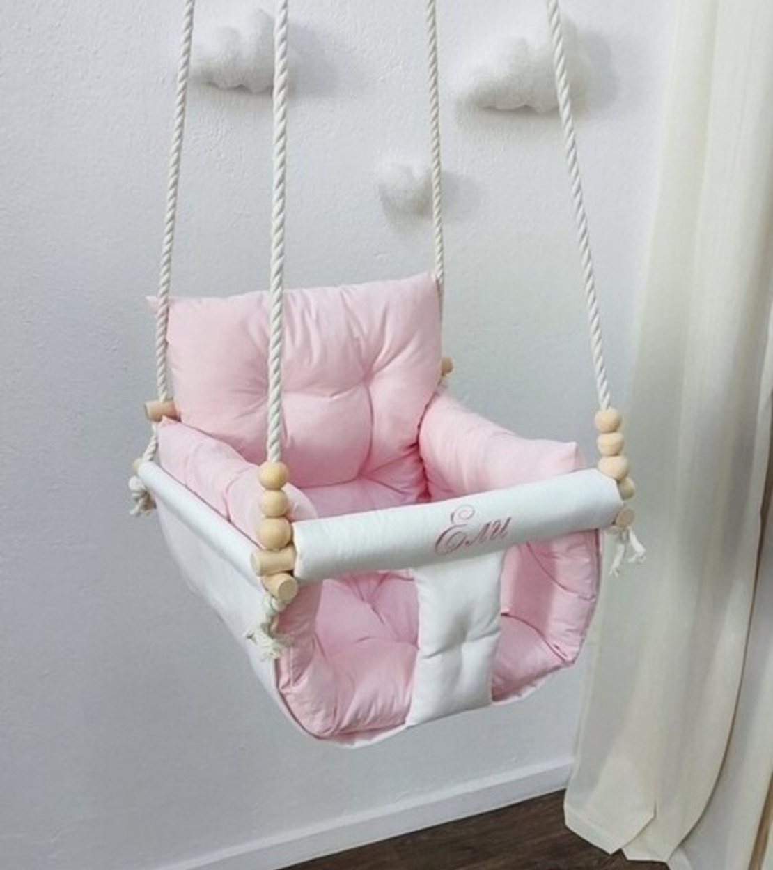 Луксозна бебешка люлка в светло розово