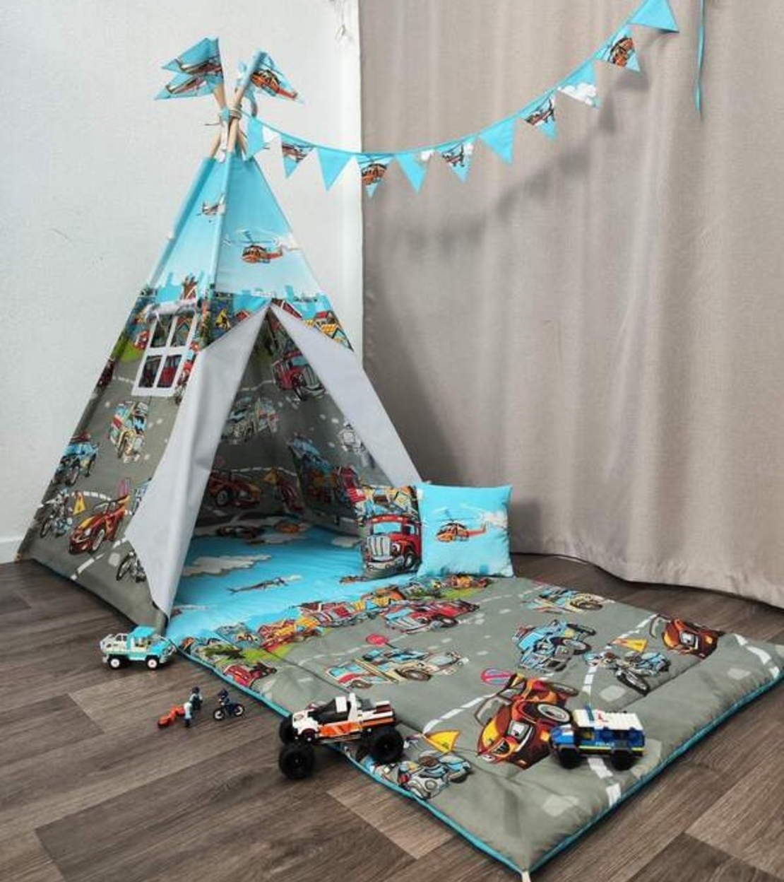 Детска палатка за момче, с дълго килимче - 