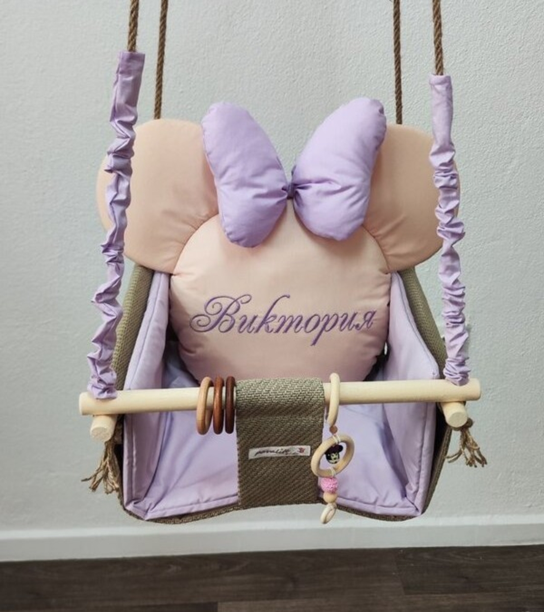 Бебешка люлка Мини Маус - лилаво и бежово