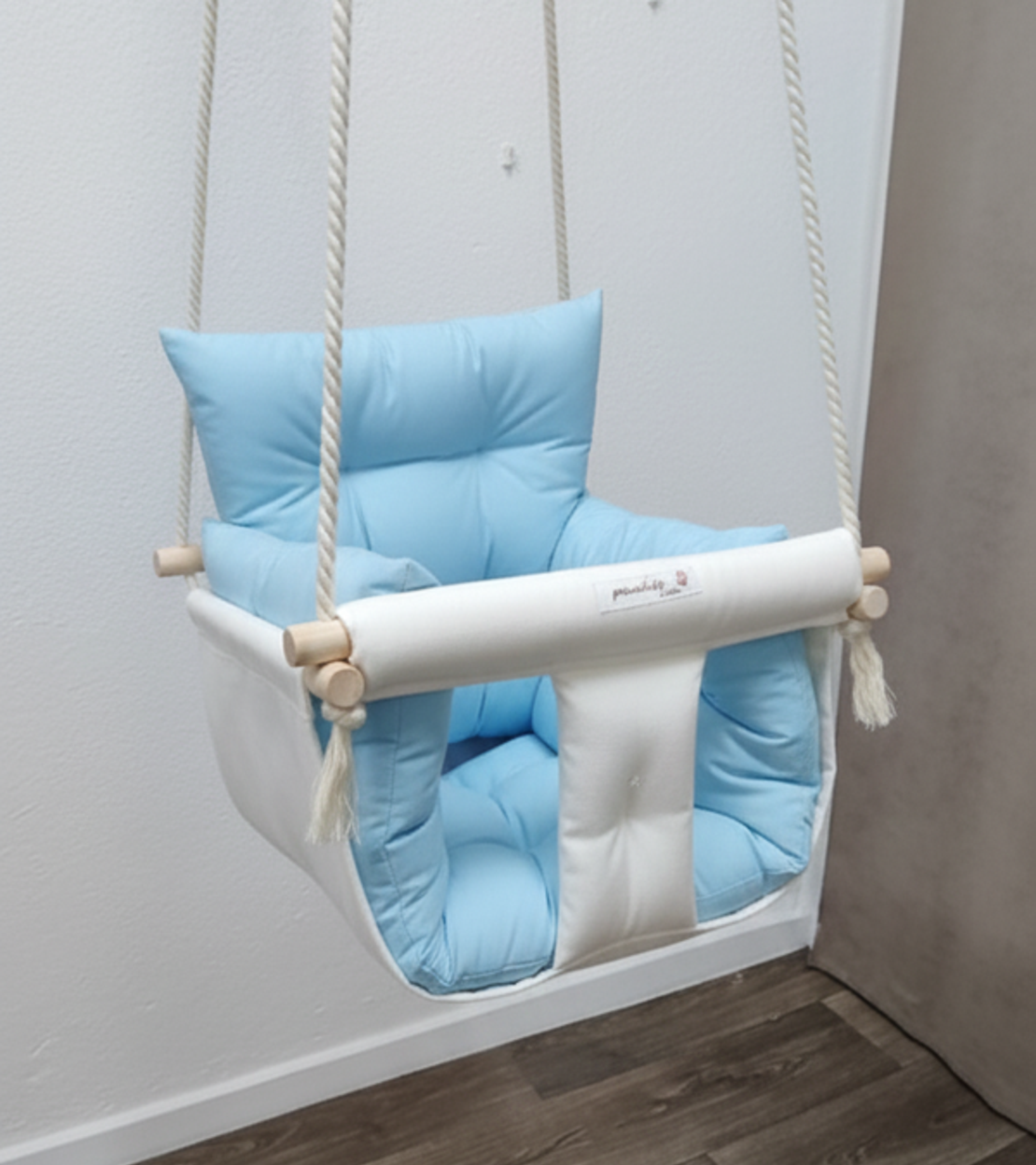Луксозна бебека люлка в светло синьо