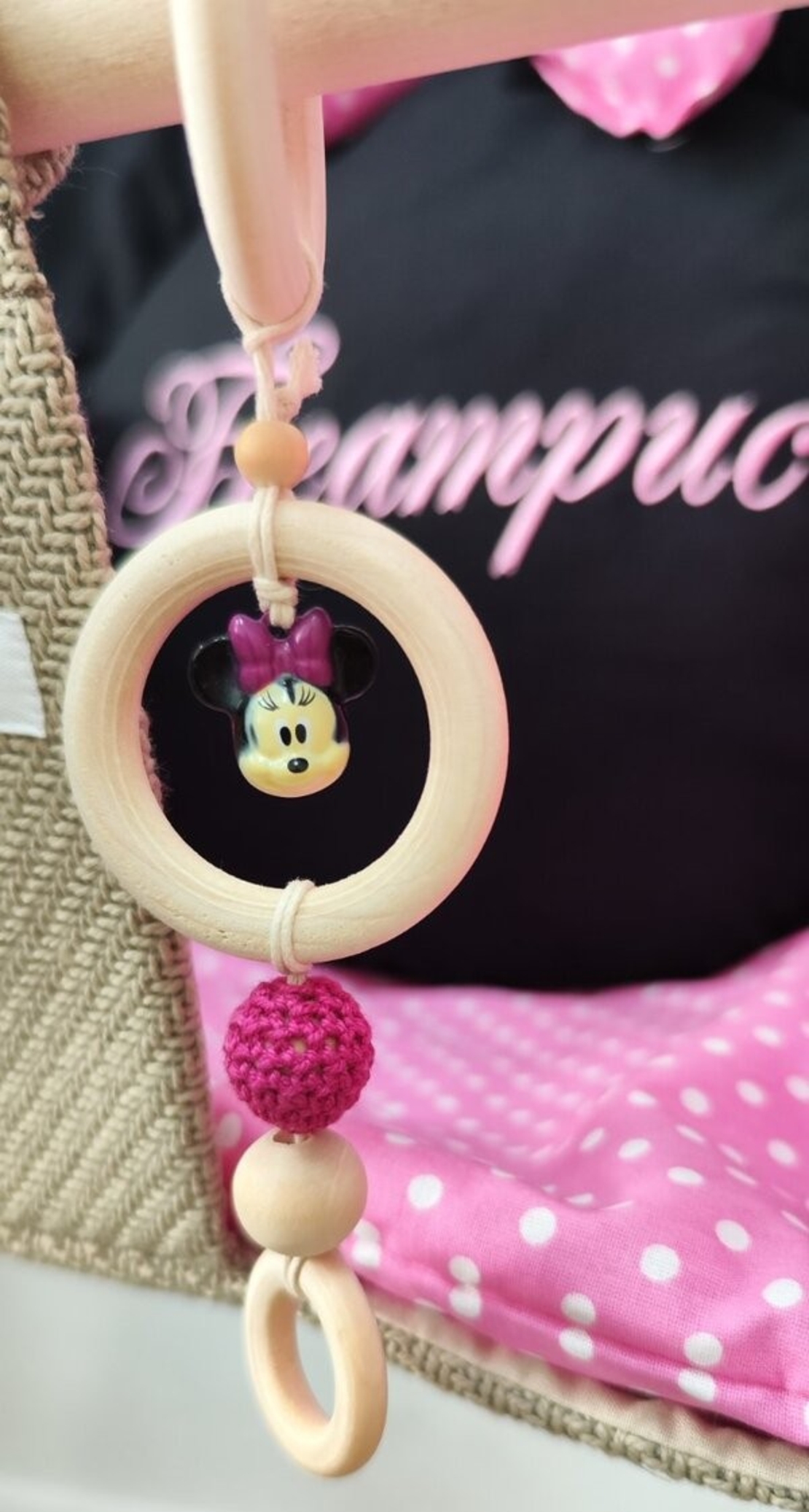 Бебешка люлка Мини Маус в розово и черно