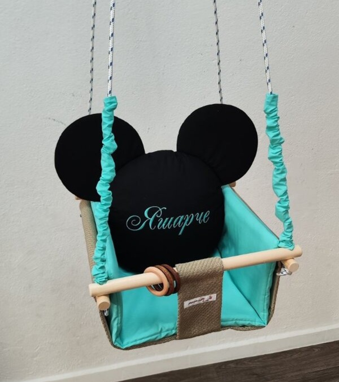 Бебешка люлка Мики Маус - мента и черно