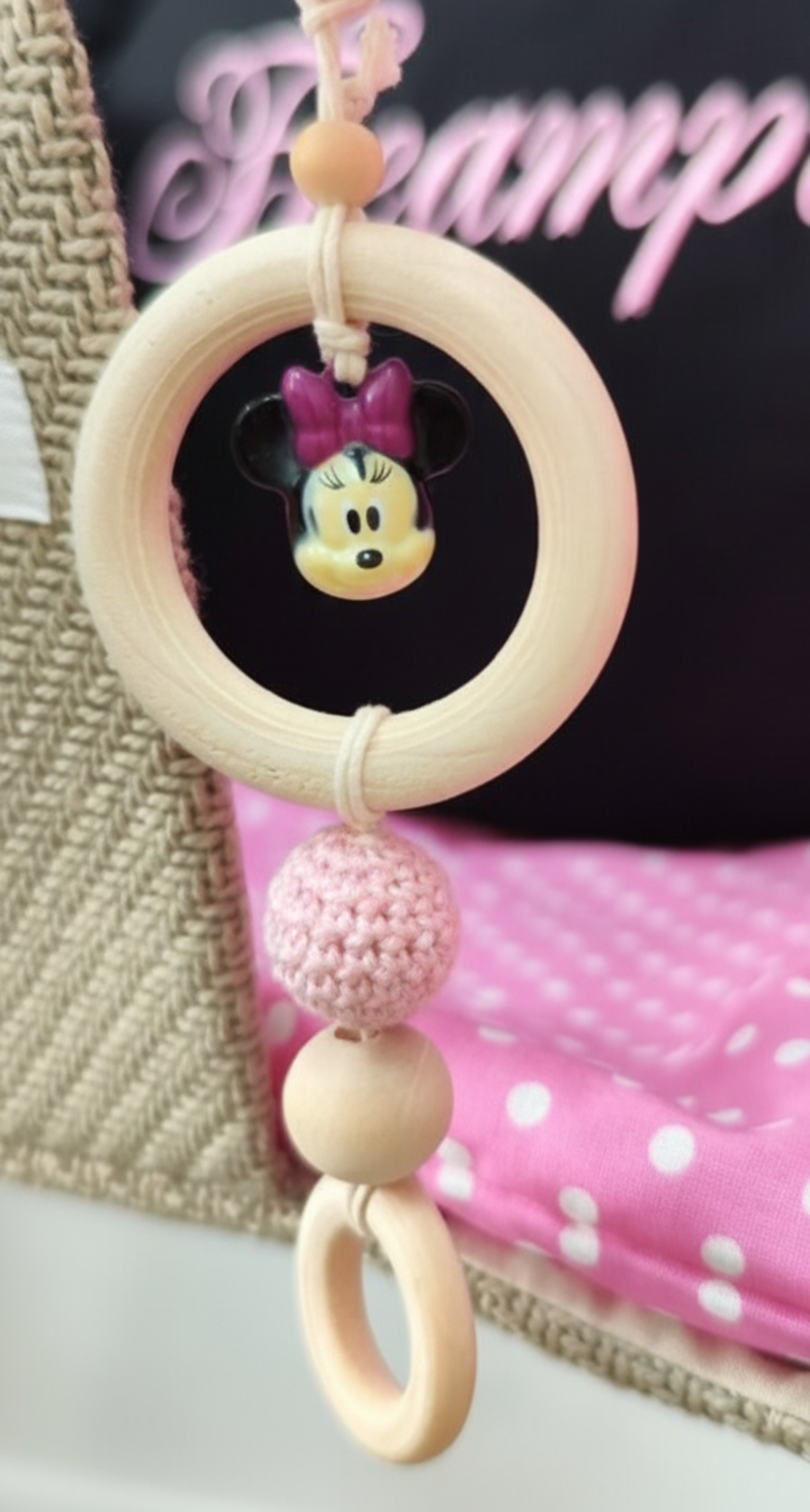 Бебешка люлка Мини Маус - лилаво и бежово