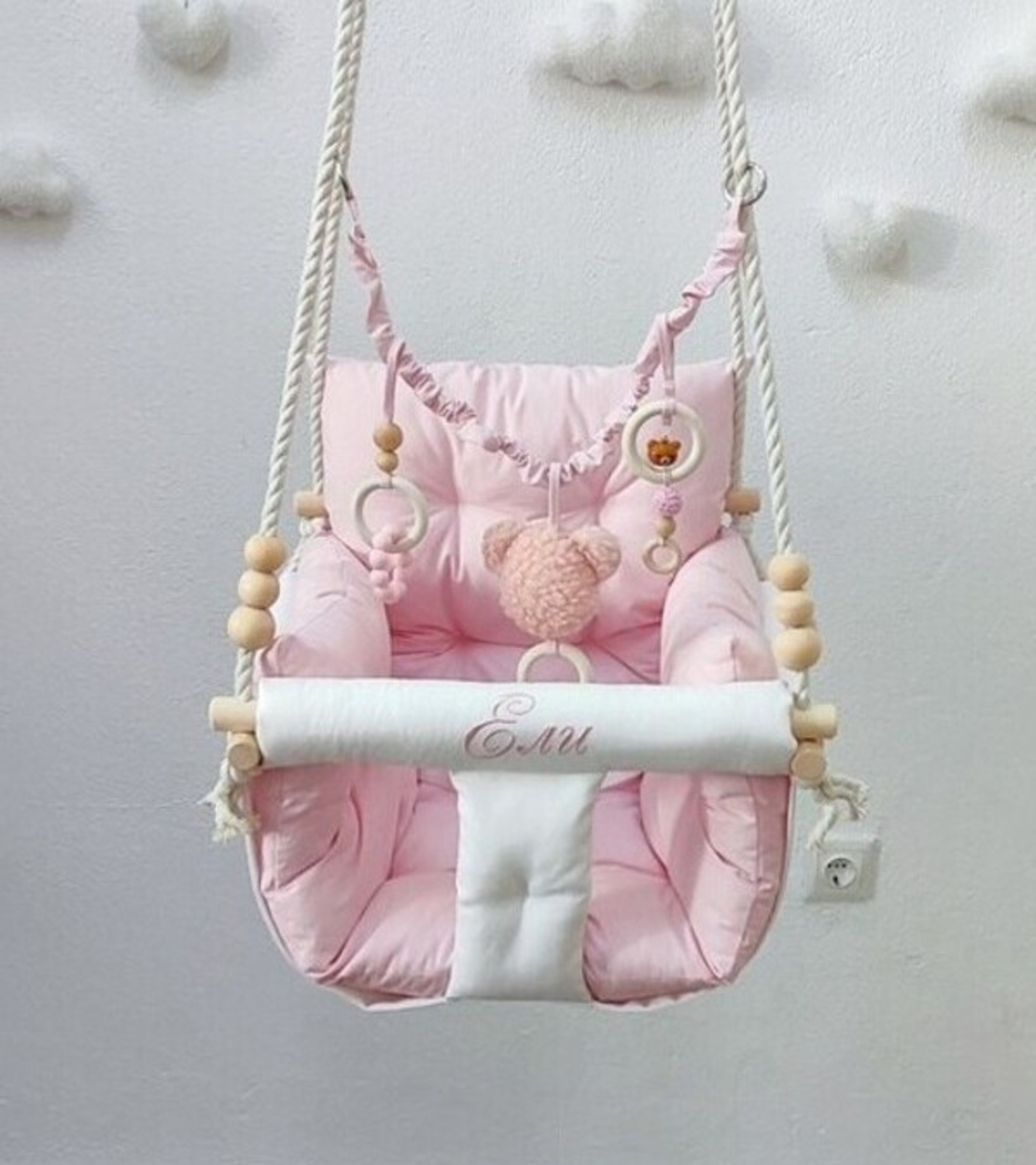 Луксозна бебешка люлка в светло розово