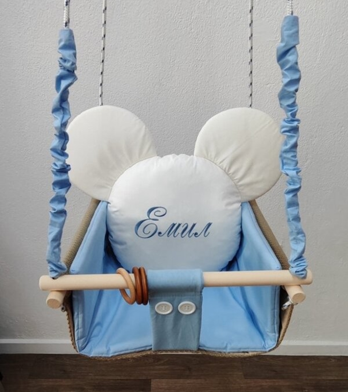 Бебешка люлка Мики Маус - синьо и бяло