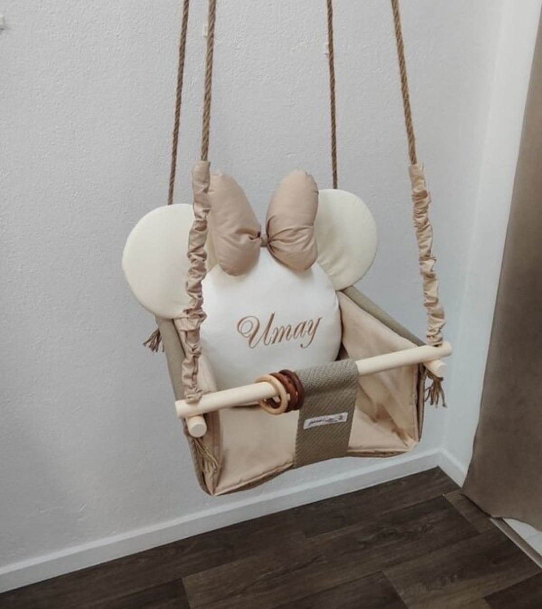 Бебешка люлка Мини Маус - екрю и бежово