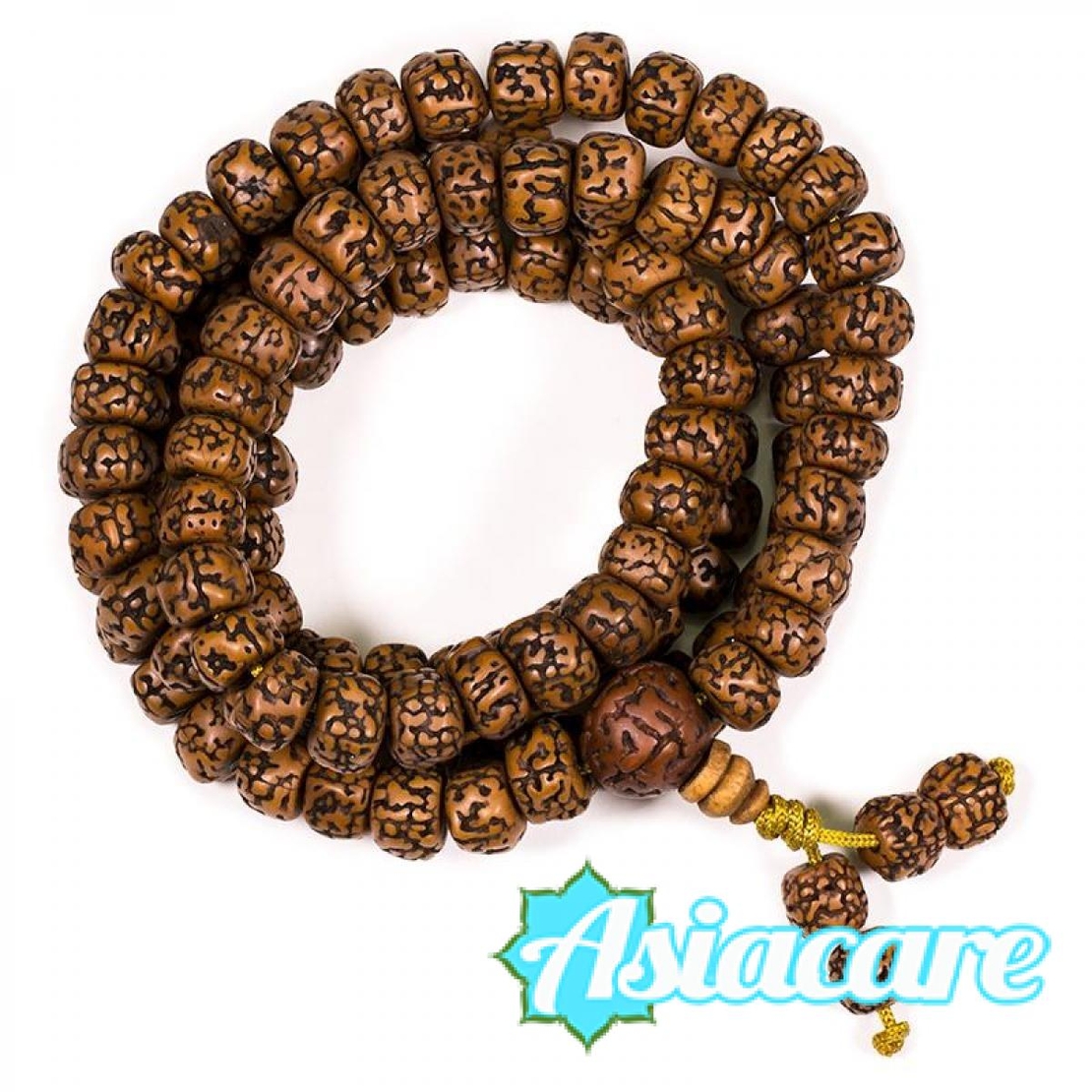 Рудракша мала - будистка молитвена броеница от полирани семена рудракша 10 мм