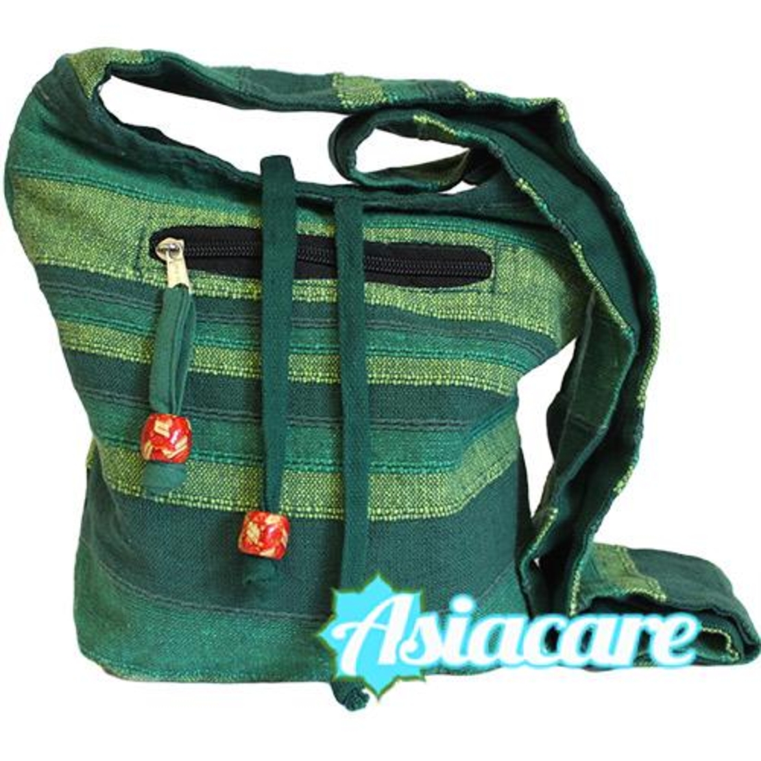 Индийска дамска чанта от памук в зелено