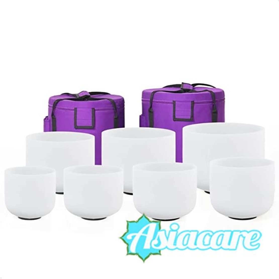 Кристални пеещи купи - комплект 432 Hz, 7 броя с транспортни чанти, безплатна доставка