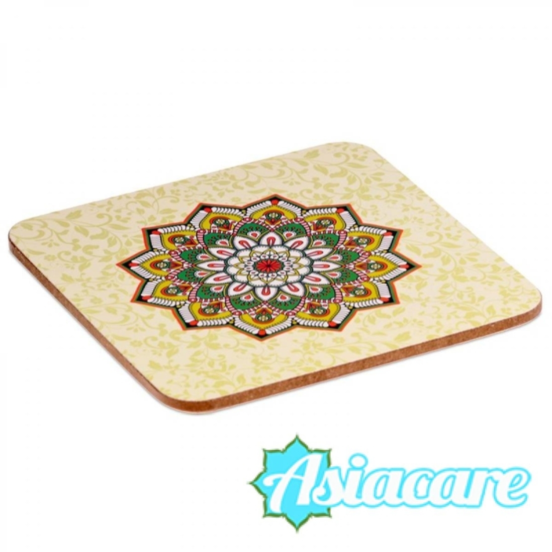 Подложки за чаши Мандала, 6 броя в зелено