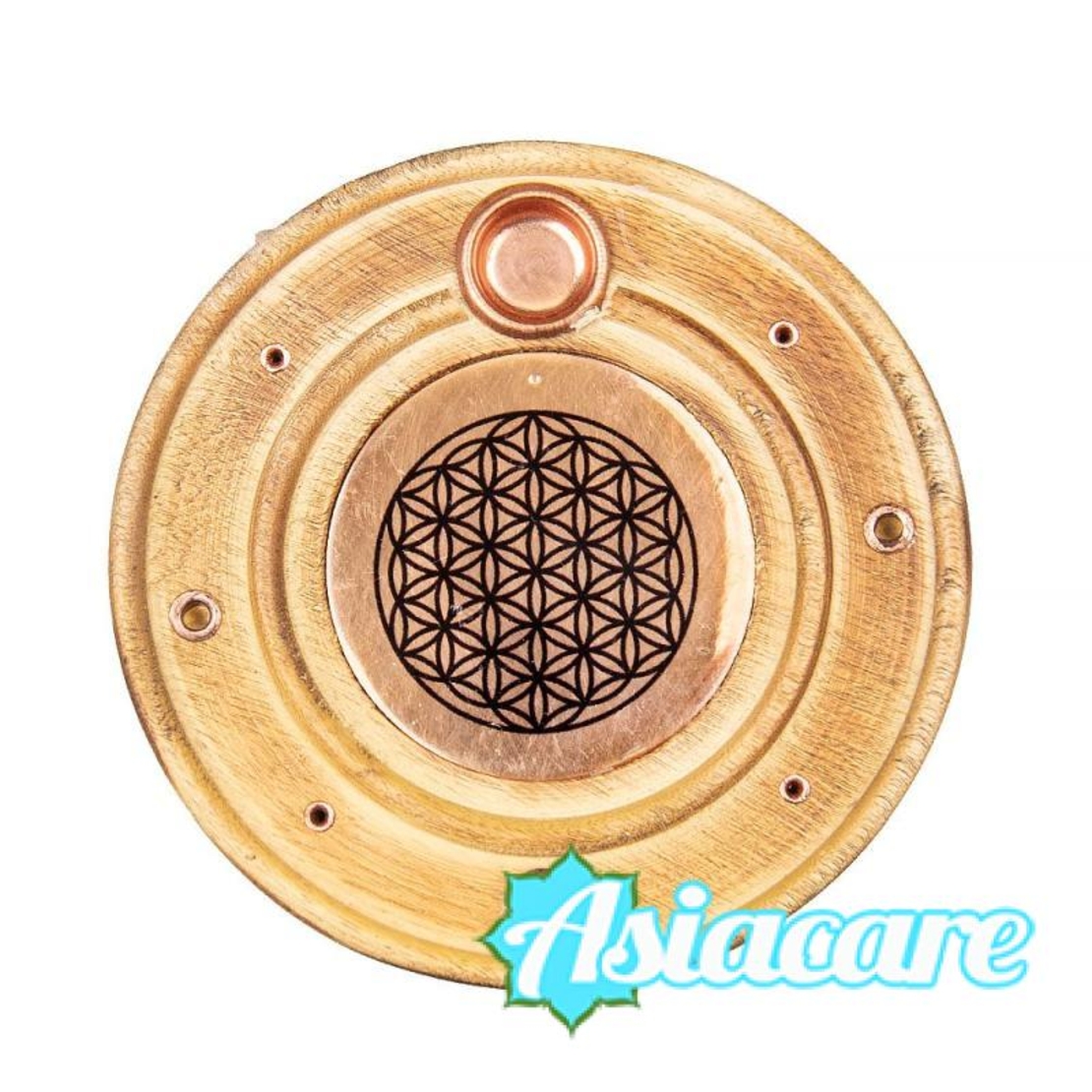 Цвете на живота - поставка за ароматни конуси и инсенс от мангово дърво и мед