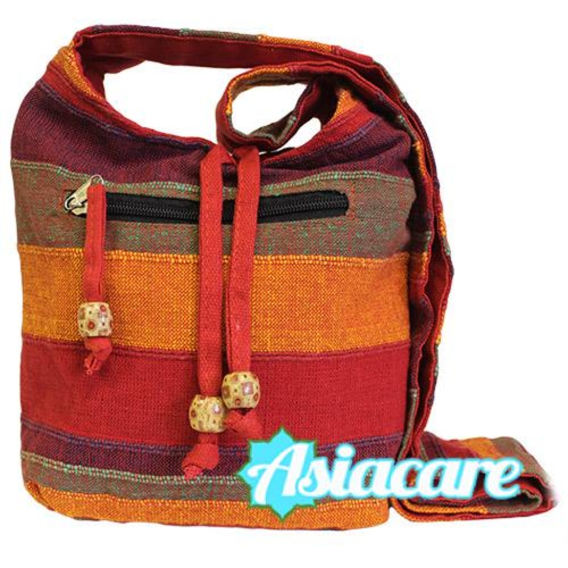 Индийска дамска чанта от памук в червено-оранжево