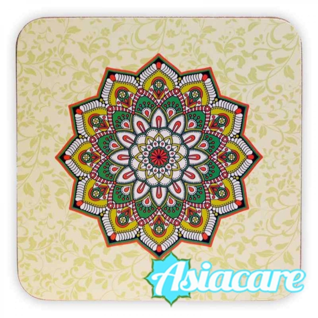 Подложки за чаши Мандала, 6 броя в зелено