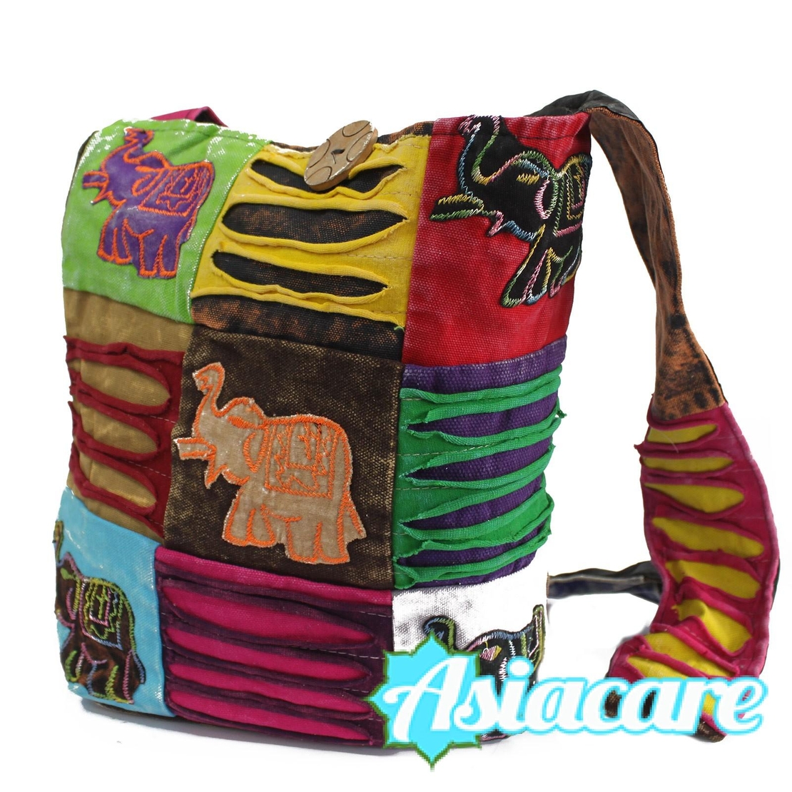 Пачурк дамска чанта от памук със слонове