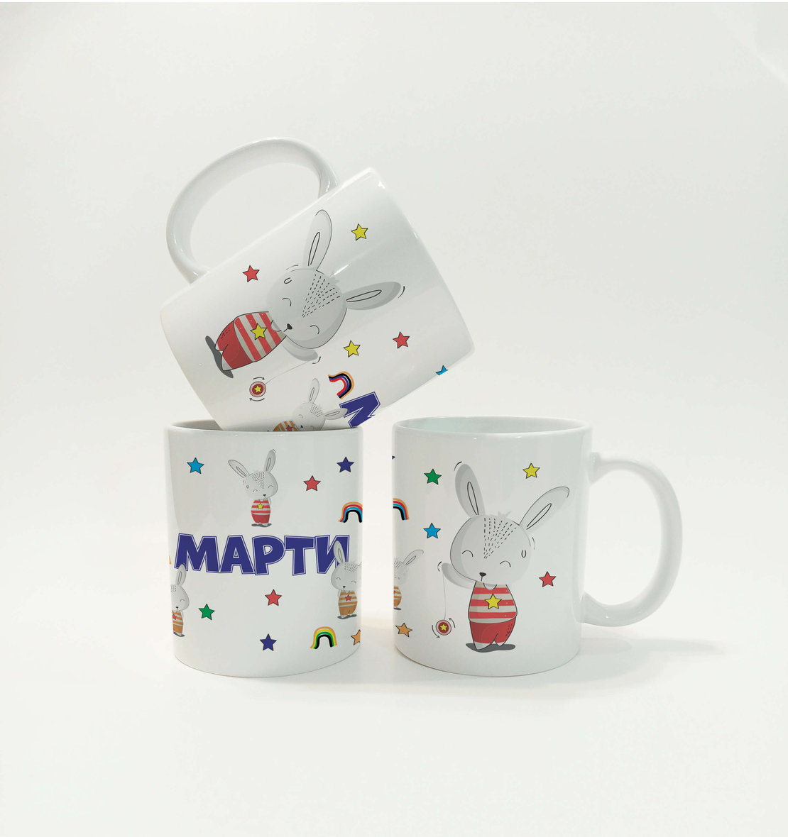 Персонализирана чаша с име и зайче за момче – Детска чаша с име