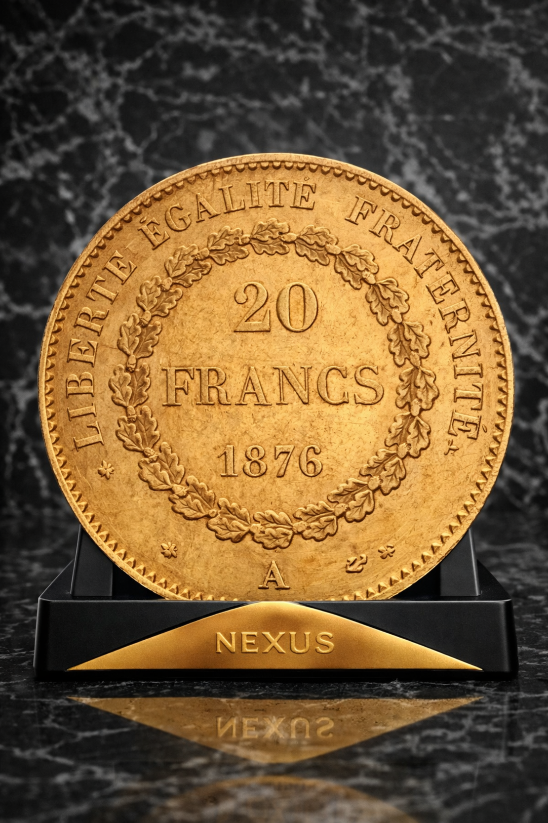 Златна монета 20 френски франка – Франция (Génie / Angel) 1876