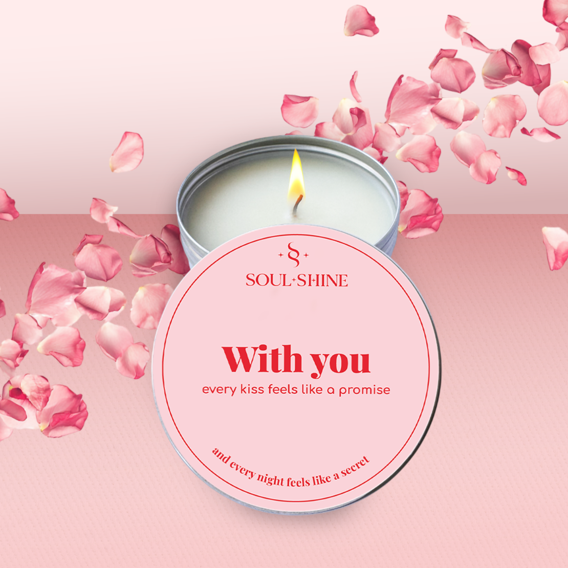 Ароматна свещ „With You“ – роза, жасмин и розов пипер