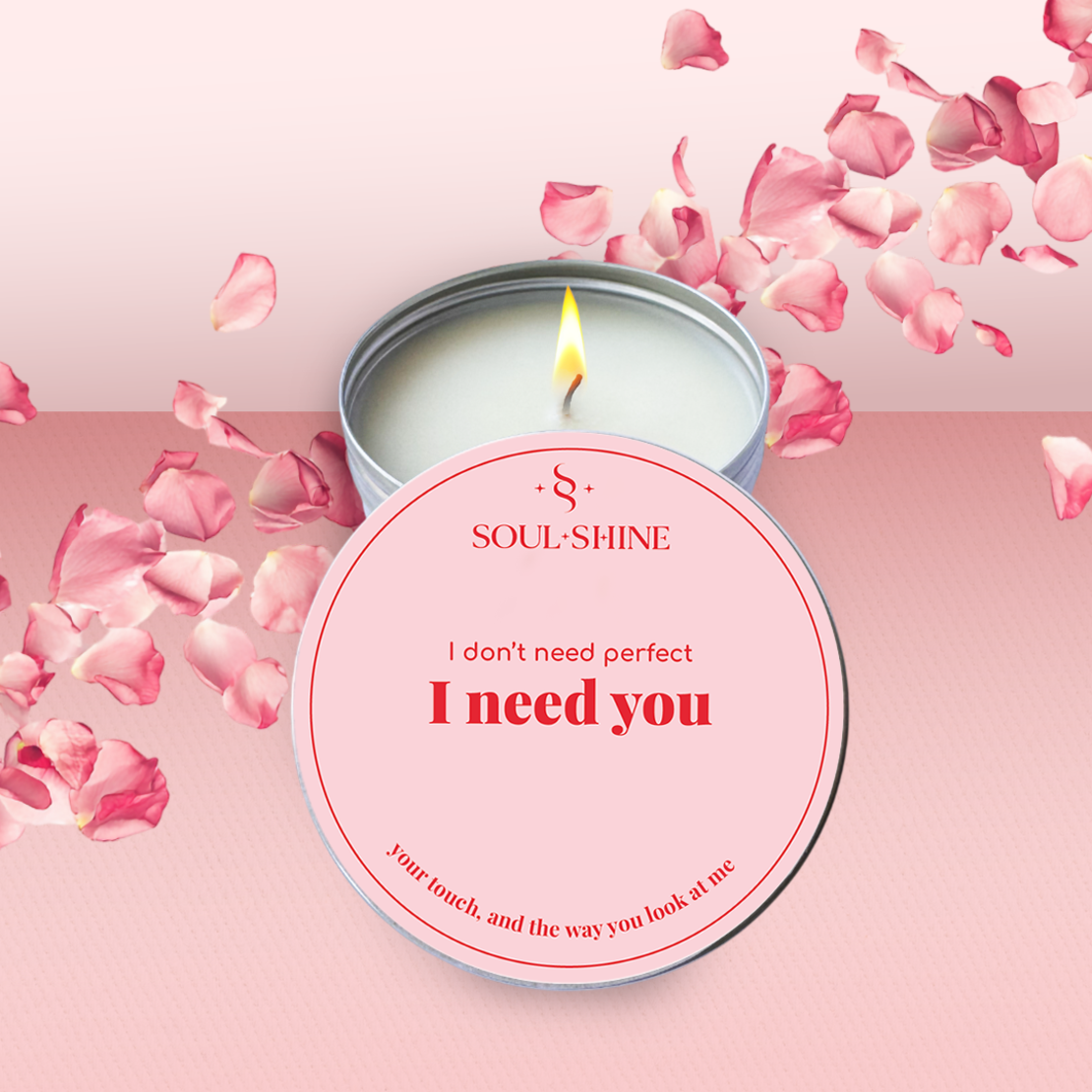 Любовна ароматна свещ  – I Need You (роза, жасмин и розов пипер)
